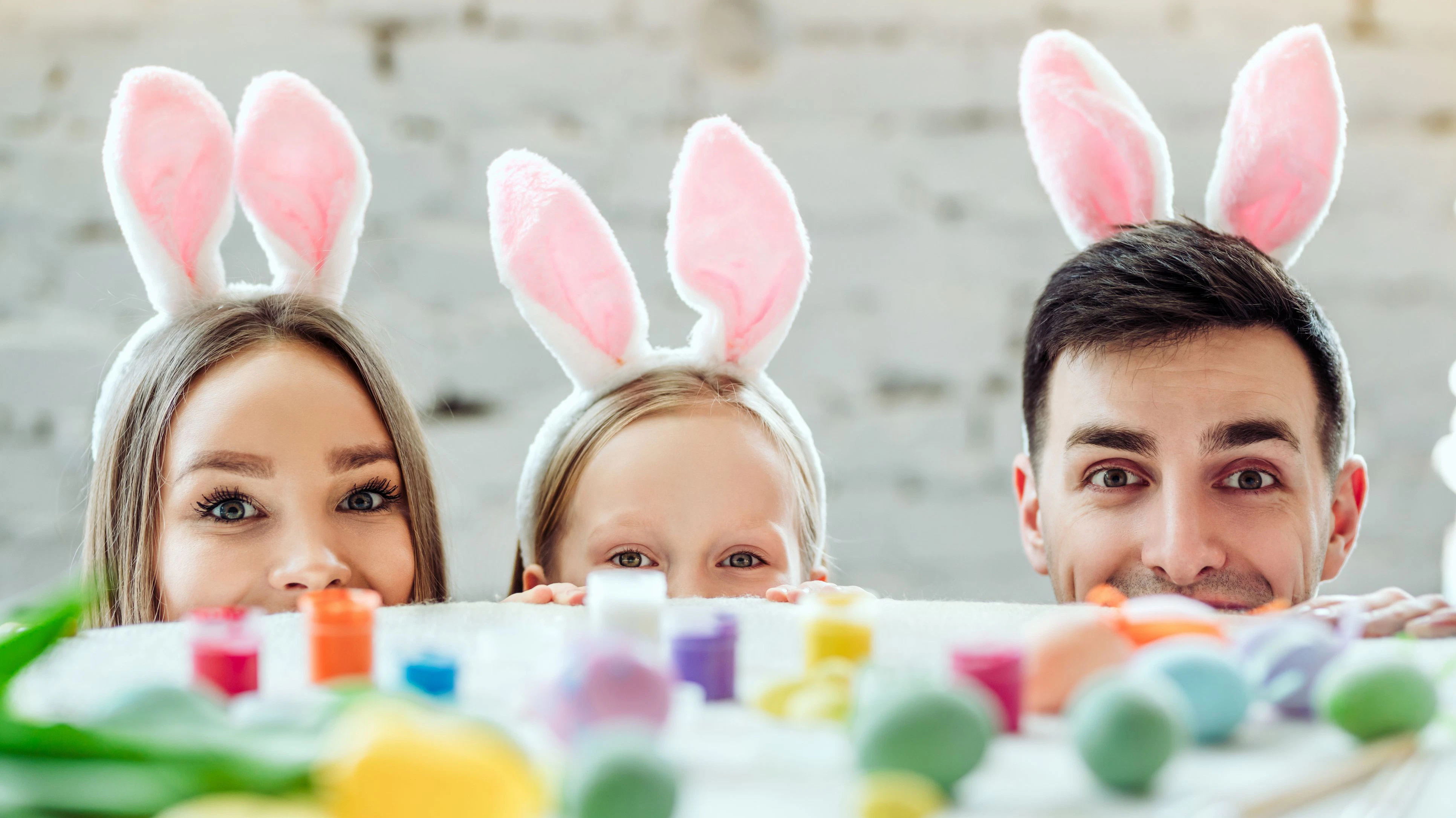Lovely family preparing for Easter together.