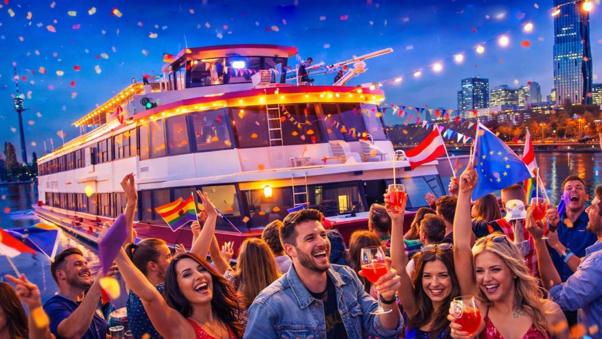 Die DDSG Blue Danube bringt Eurovision-Feeling auf die Donau.