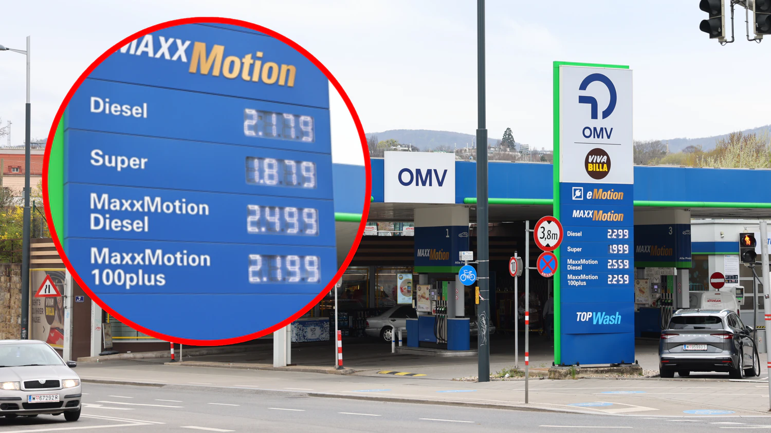 "Heute"-Lokalaugenschein bei einer OMV-Tankstelle in Heiligenstadt.