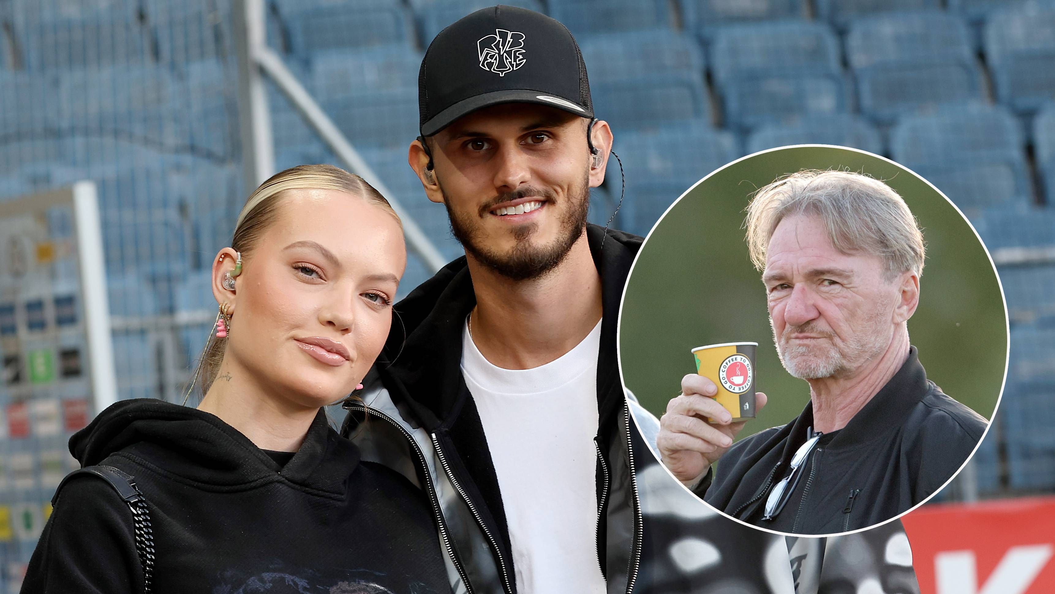 Cheyenne Ochsenknecht und ihr Partner Nino, rechts: Austria-Legende Andi Ogris