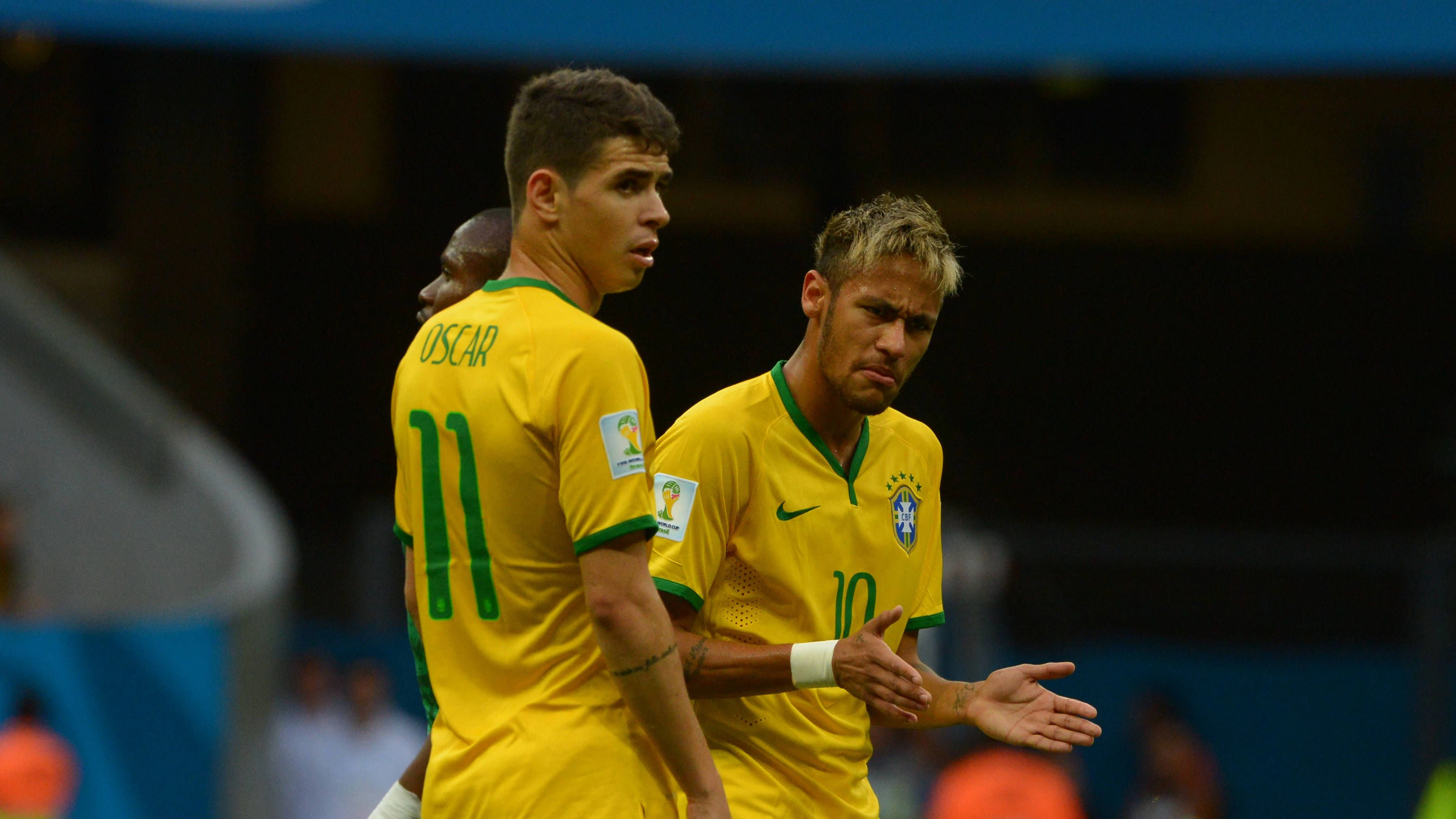 World Cup - Brazil Vs Cameroon - Brasilia BBrazil s Neymar and Oscar in Soccer World Cup 2014 First round Group A match Brazil vs Cameroon in National Stadium, Brazilia, Brazil on June 23rd, 2014. Brazil won 4-1. Photo by Henri Szwarc/ABACAPRESS.COM Brasilia National Stadium Brazil PUBLICATIONxNOTxINxFRAxESPxUKxUSAxBELxPOL Copyright: xSzwarcxHenri/ABACAx 454001_009 SzwarcxHenri/ABACAx 454001_009