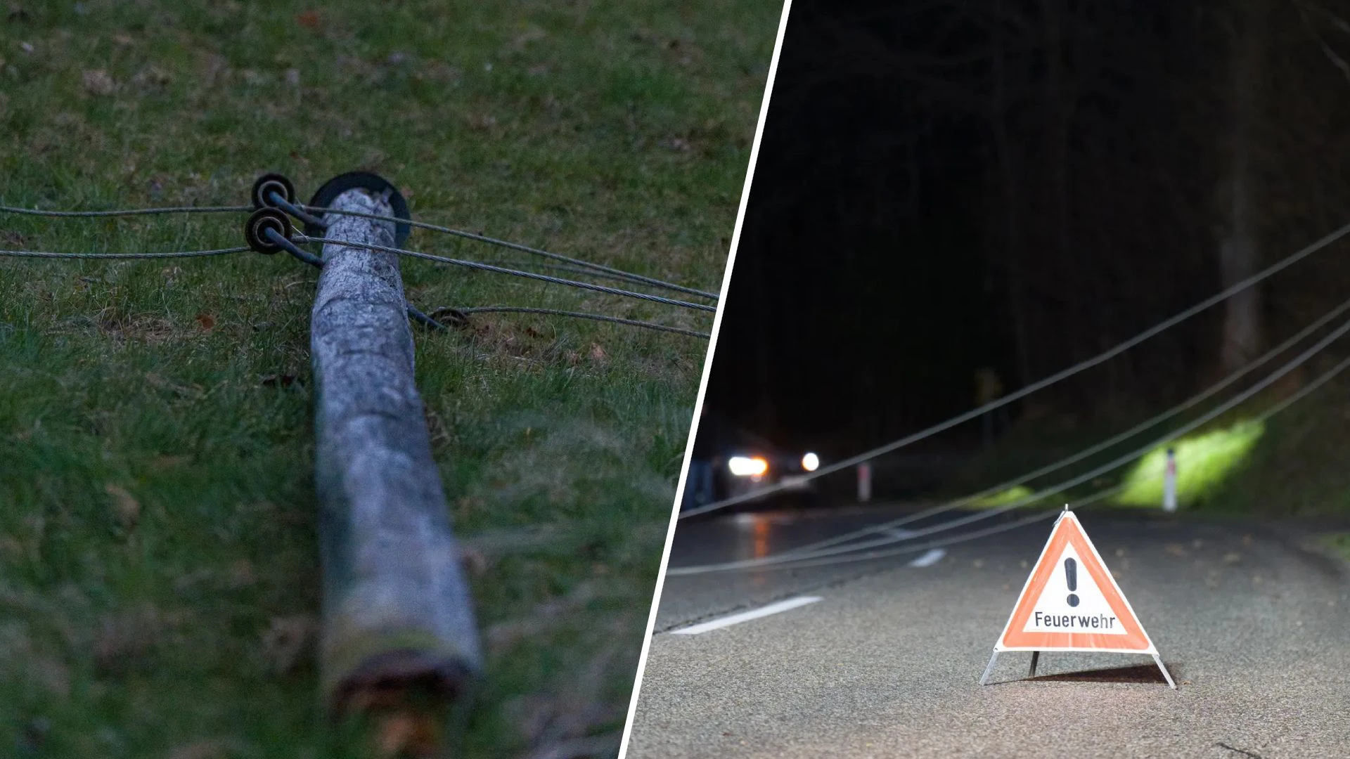 Ein Baum krachte auf die Stromleitung in Oberneukirchen.