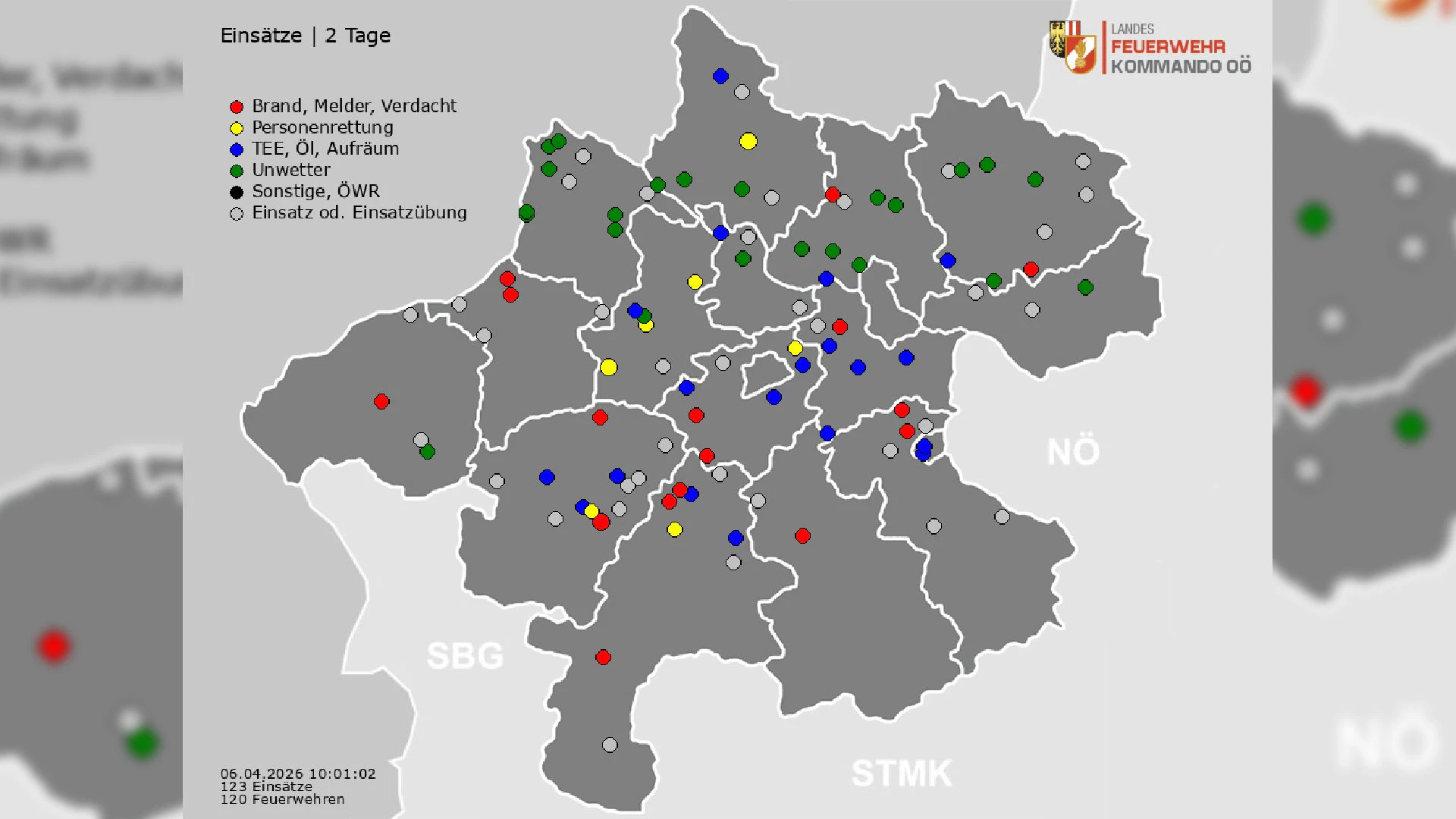 Die Einsatz-Karte des Landesfeuerwehrverbandes zeigt, wie hart der Sturm den Norden des Landes traf.