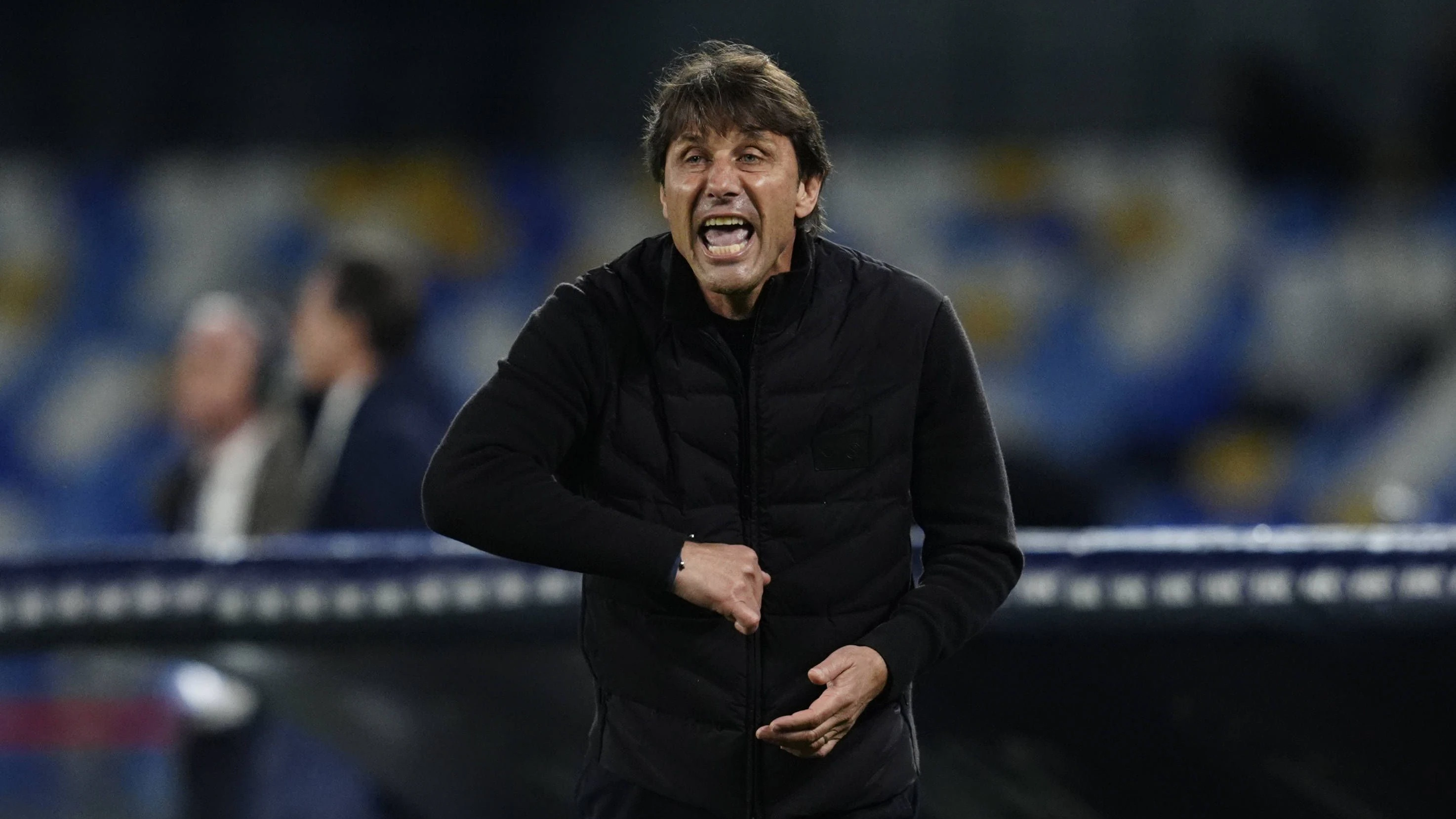 Head Coach Antonio Conte SSC Napoli yells, Serie A, SSC Napoli v AC Milan, Diego Maradona Stadium, April 6, 2026, Napoli, Italy.