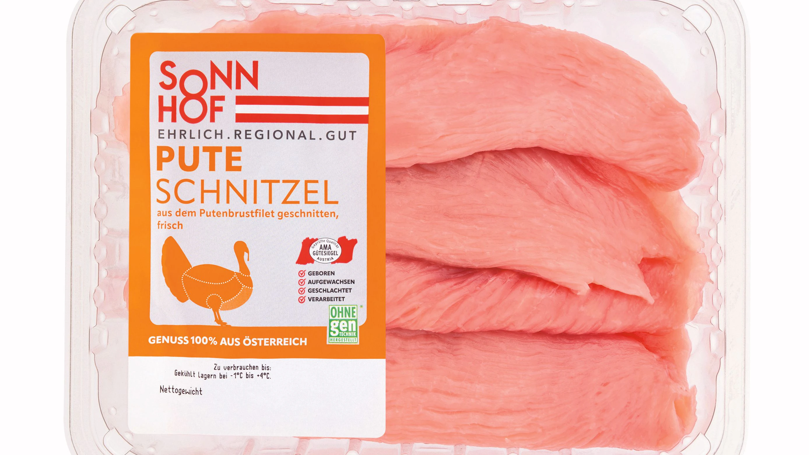 So sieht das Logo aus: Hofer führt mit Sonnhof eine neue Eigenmarke für konventionelles Frischfleisch aus Österreich ein.
