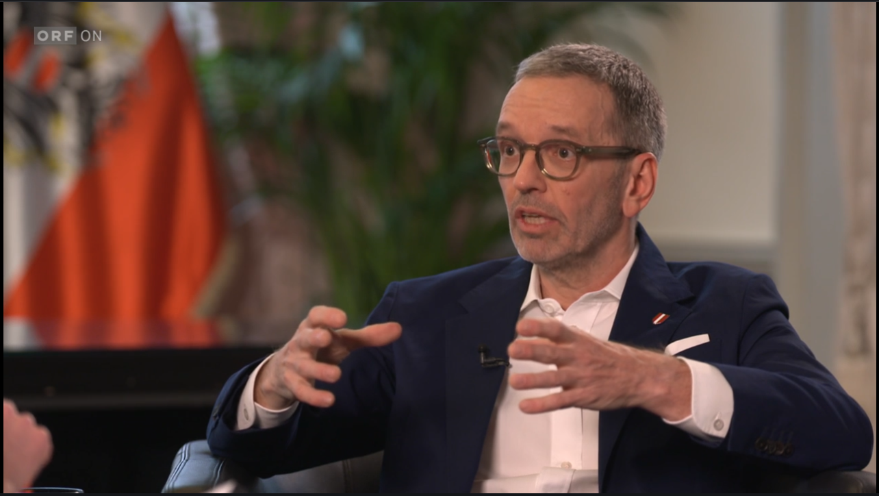FPÖ-Chef Herbert Kickl am Sonntagabend im ORF-Interview: 