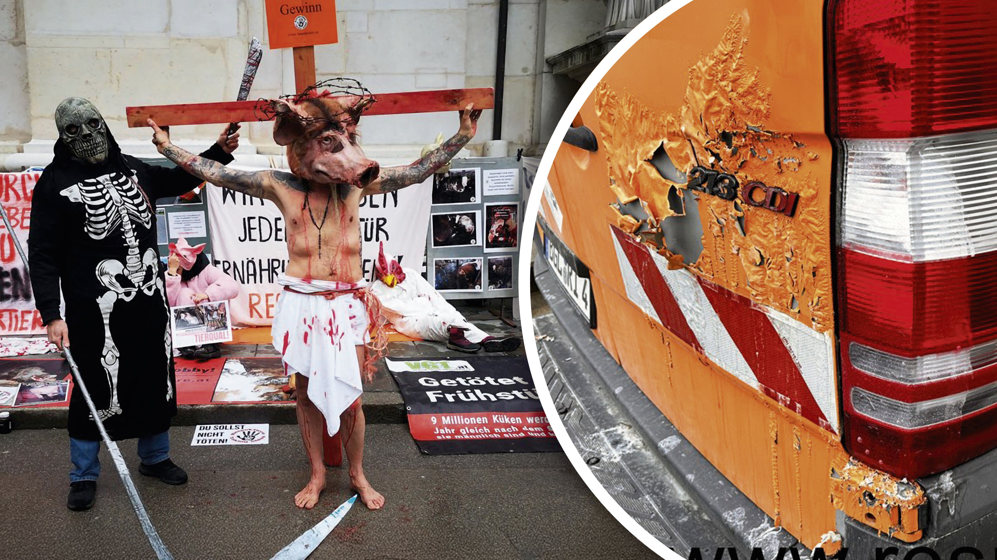 Heute.at - Nach Säure-Anschlag: Tierschützer bei Demo beschüttet