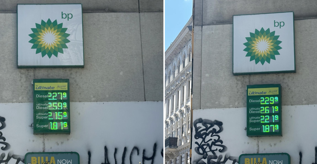 Die Spritpreise sind am Mittwoch, 8. April, erneut gestiegen - links im Bild die alten, rechts die neuen Preise