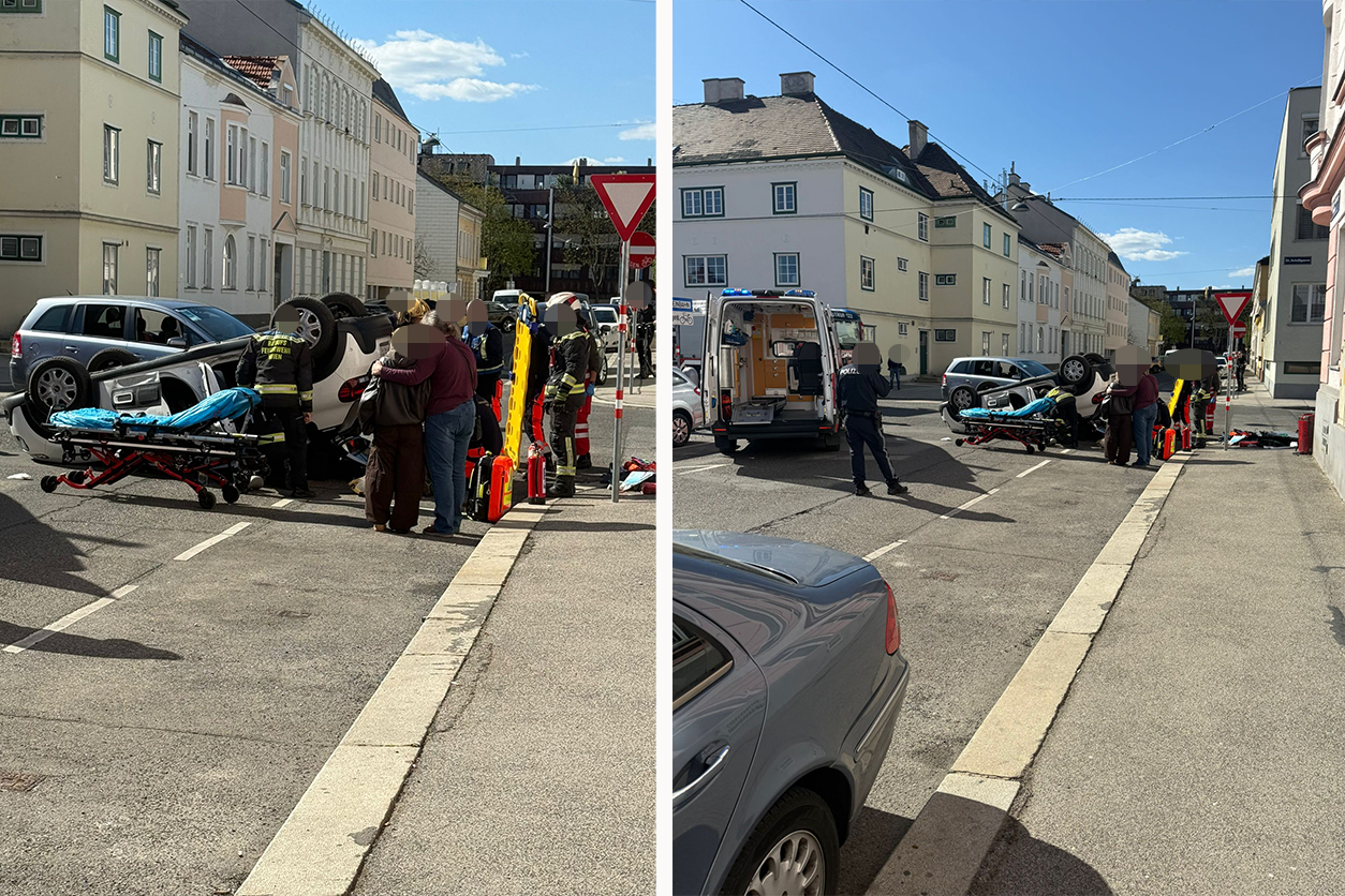 Heute.at - Auto überschlagen! Frau bei Unfall in Wien verletzt