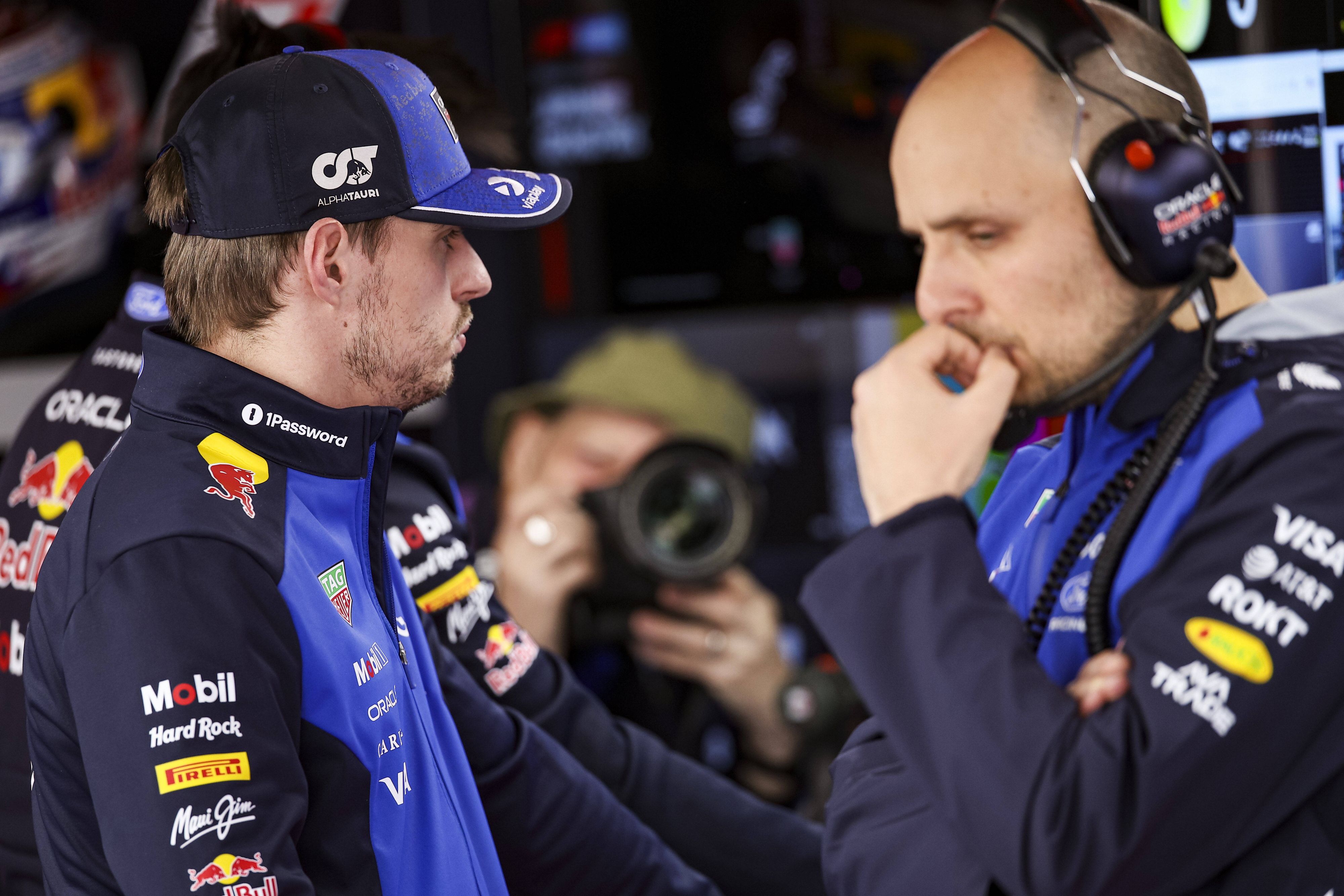 Formel-1-Star Max Verstappen und sein Renningenieur Gianpiero Lambiase. 