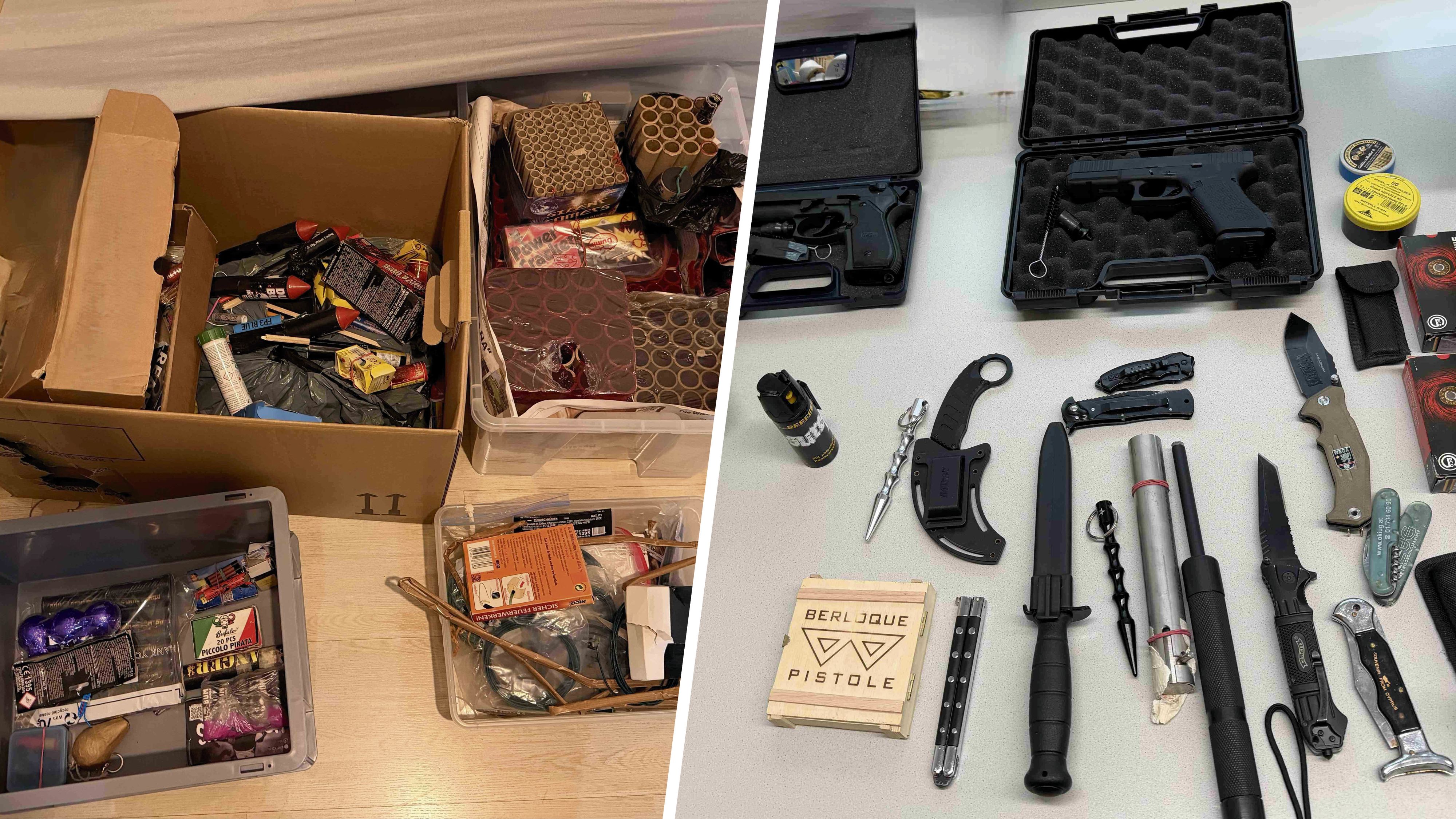 Neben verschiedenen Suchtgiften fanden Beamte 120 Kilogramm Pyrotechnik.