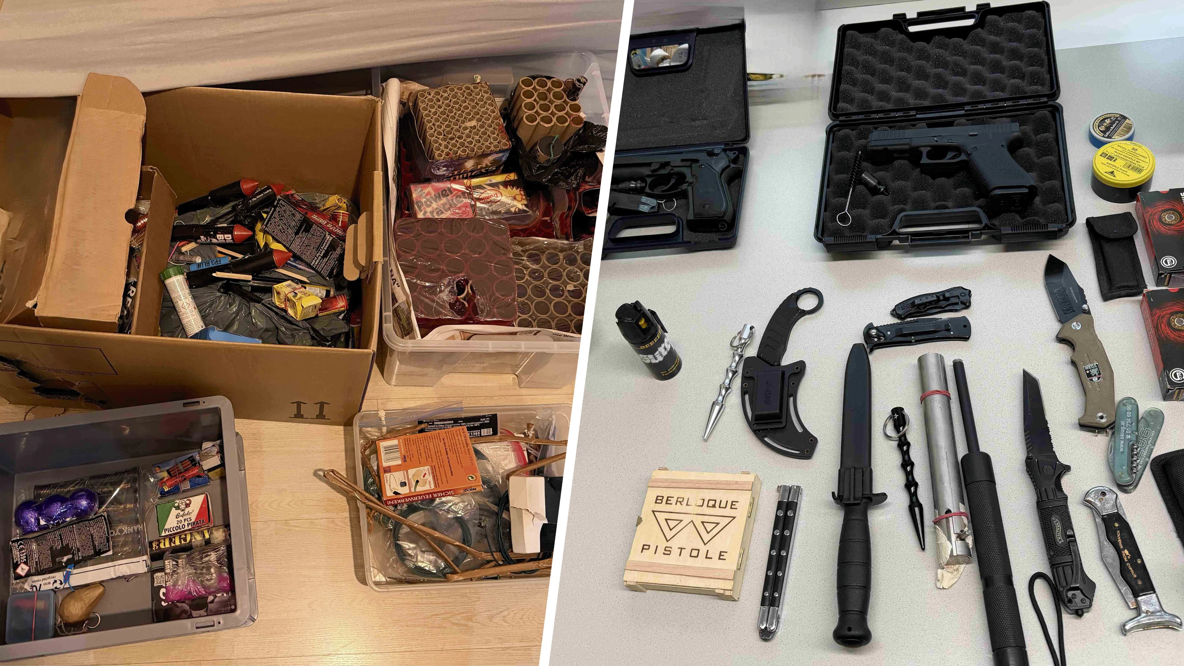 Neben verschiedenen Suchtgiften fanden Beamte 120 Kilogramm Pyrotechnik.