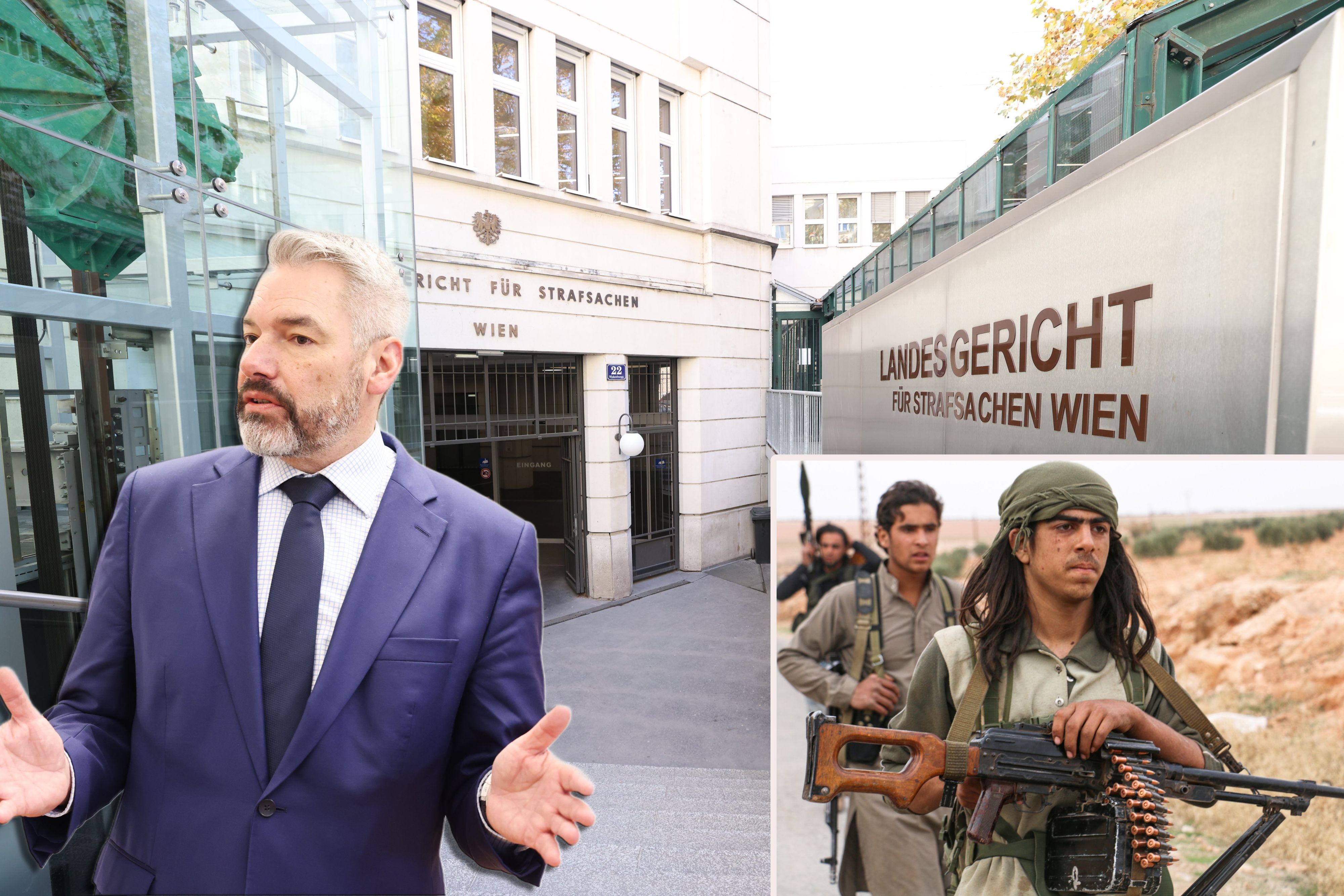 Der Drittangeklagte hatte zuvor Ex-Kanzler Karl Nehammer bedroht - nun stand er erneut wegen IS-Plänen vor Gericht.