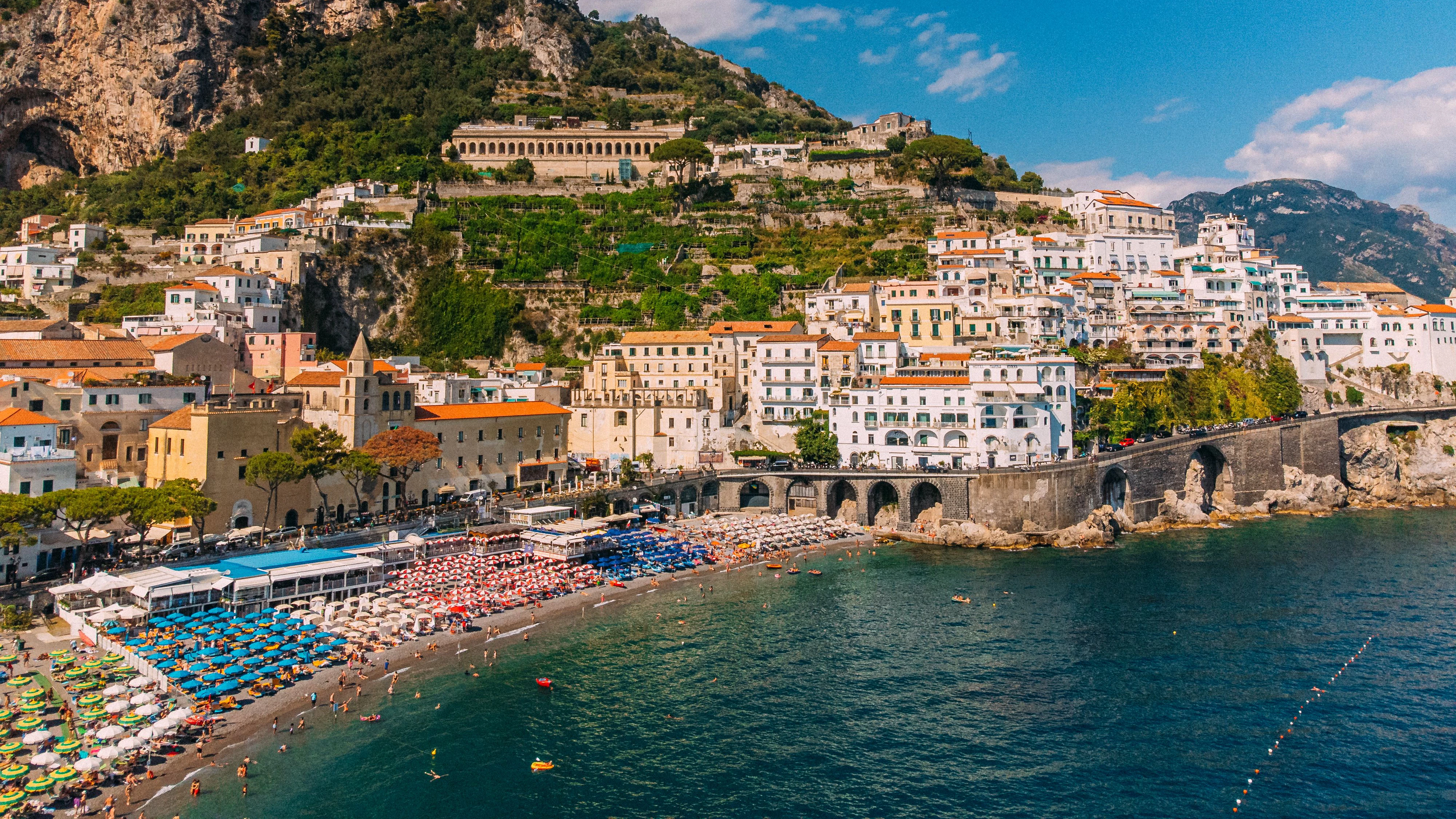 The Amalfi Coast is a picturesque stretch of coastline in southern Italy, known for its dramatic cliffs, vibrant seaside villages, and stunning views of the Tyrrhenian Sea.