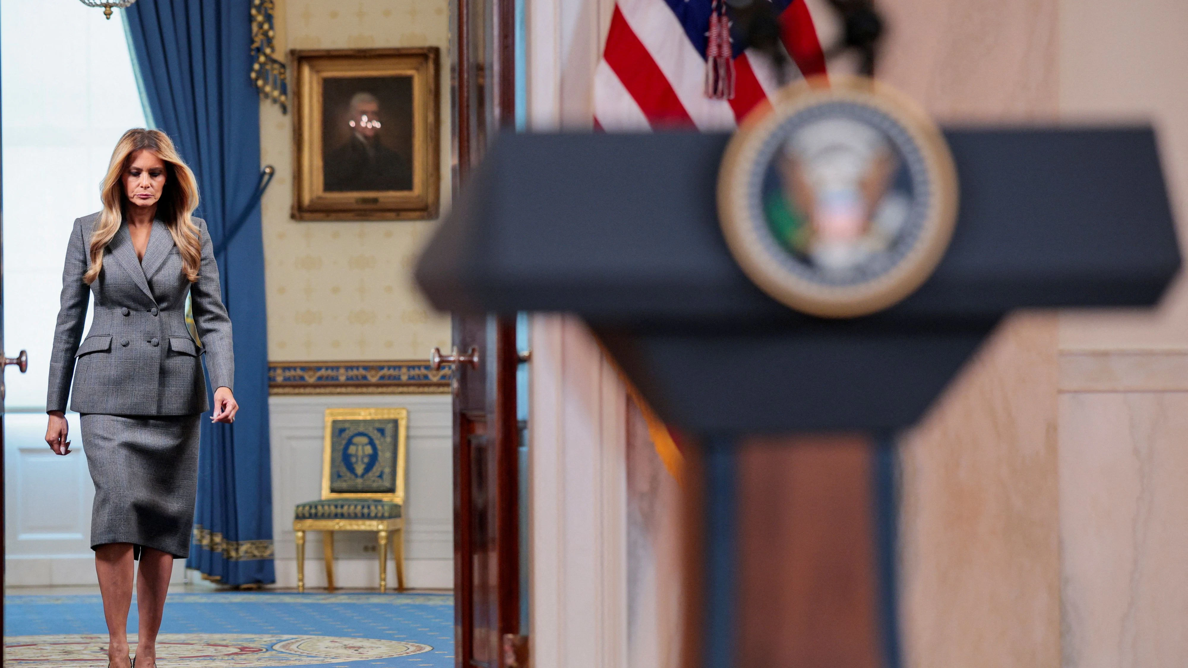 Melania Trump vor ihrem Epstein-Statement. 