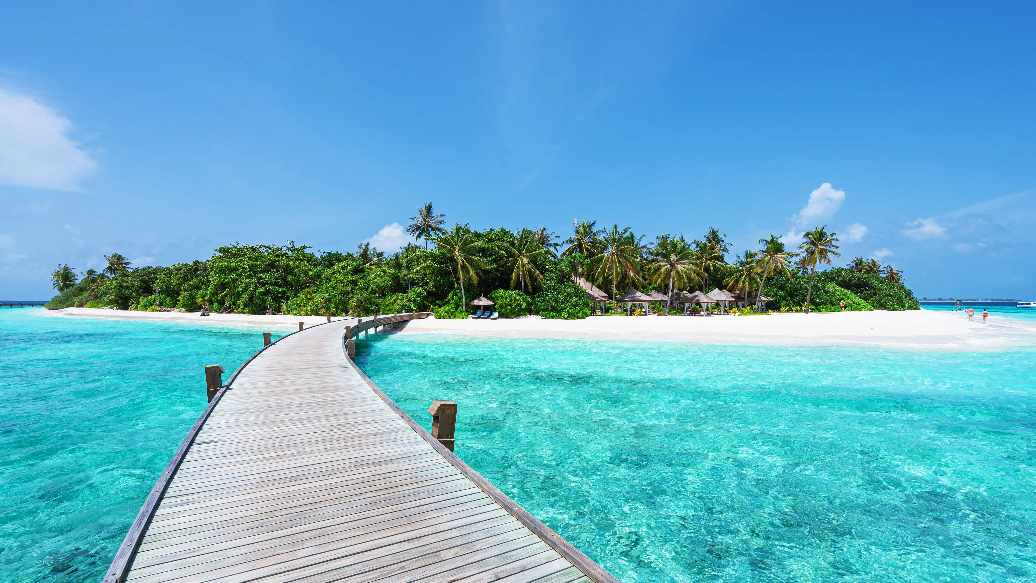 Boardwalk into tropical paradise island