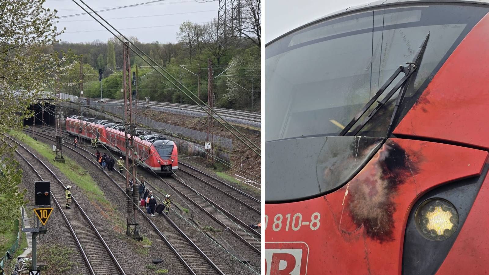 In Haan (D) ist eine Oberleitung auf eine S-Bahn gestürzt. 65 Fahrgästen mussten evakuiert werden.