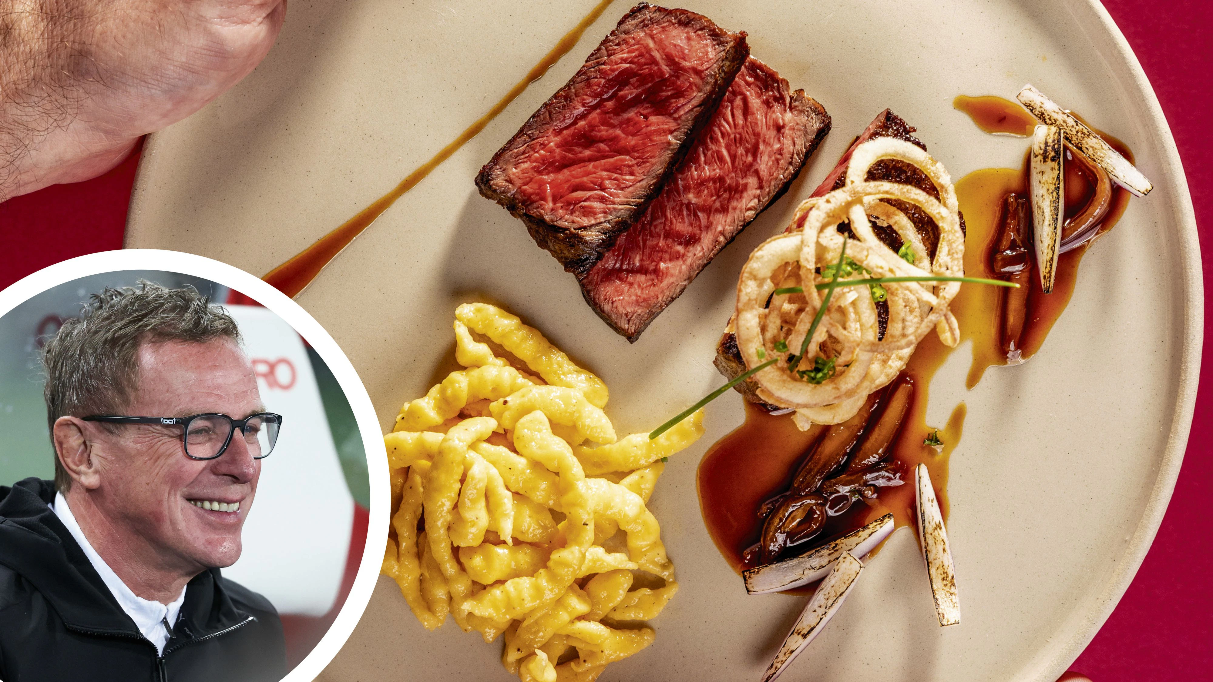 Teamchef Ralf Rangnick schwört auf den Schwäbischen Zwiebelrostbraten.