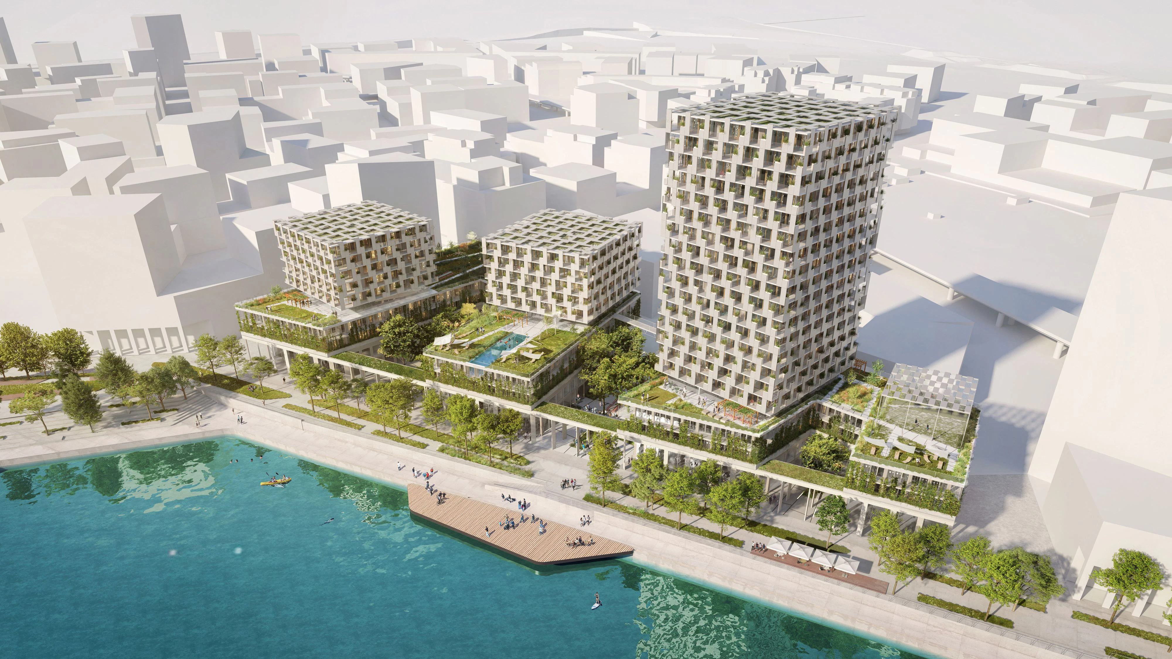 Visualisierung der neuen Wohn-Tower in der Seestadt Aspern. 