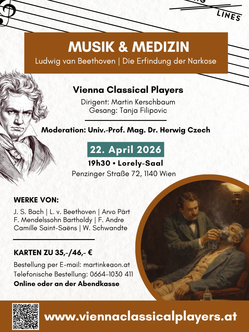 Das Themenkonzert 'Musik &amp; Medizin' findet am 22. April im Lorely-Saal in Wien statt.