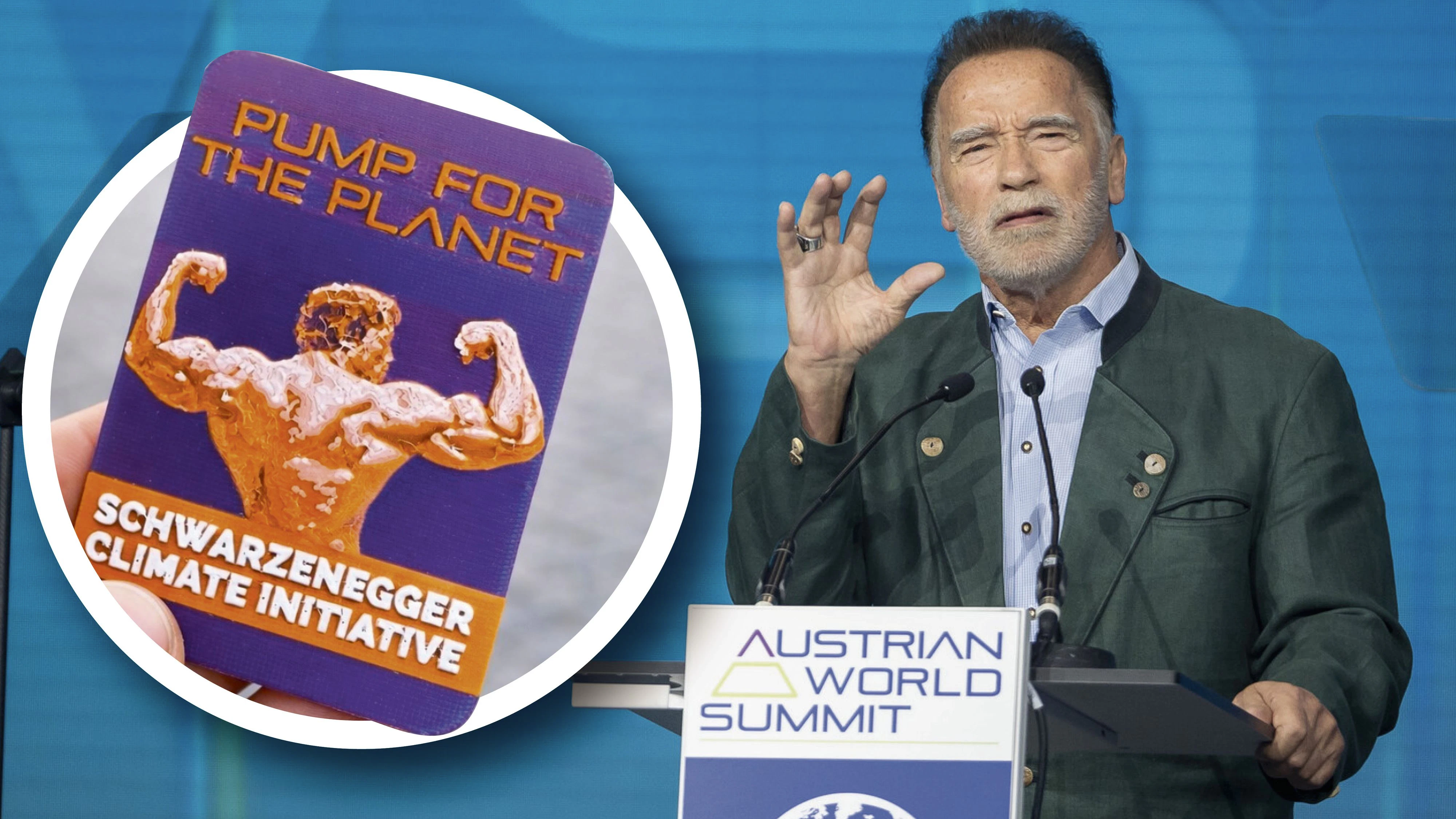 Arnold Schwarzenegger bittet noch einmal zur Schatzsuche nach einer persönlich signierten Sammelkarte. 