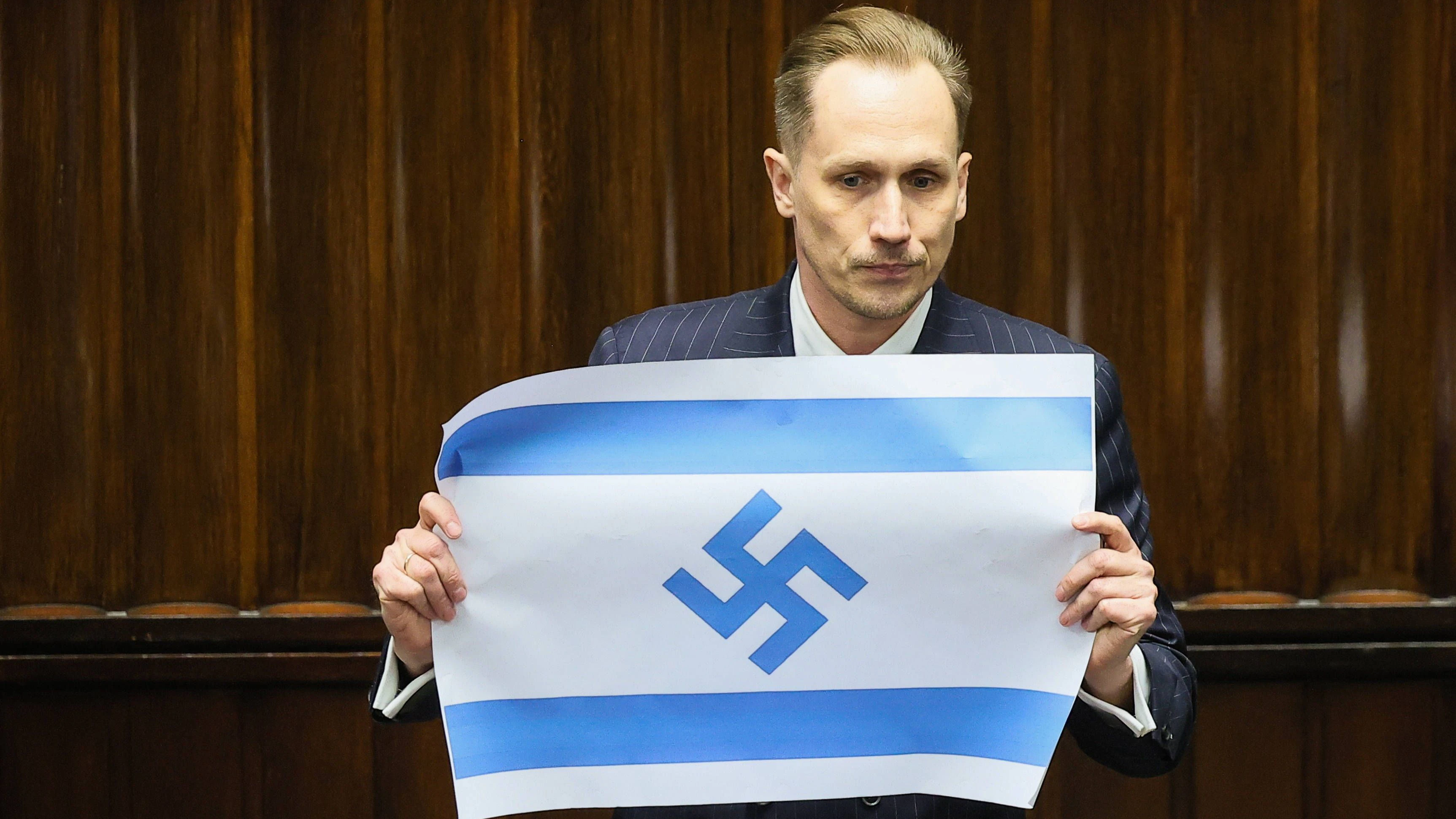 Heute.at - Eklat im Parlament! Nazi-Symbol auf Israel-Flagge