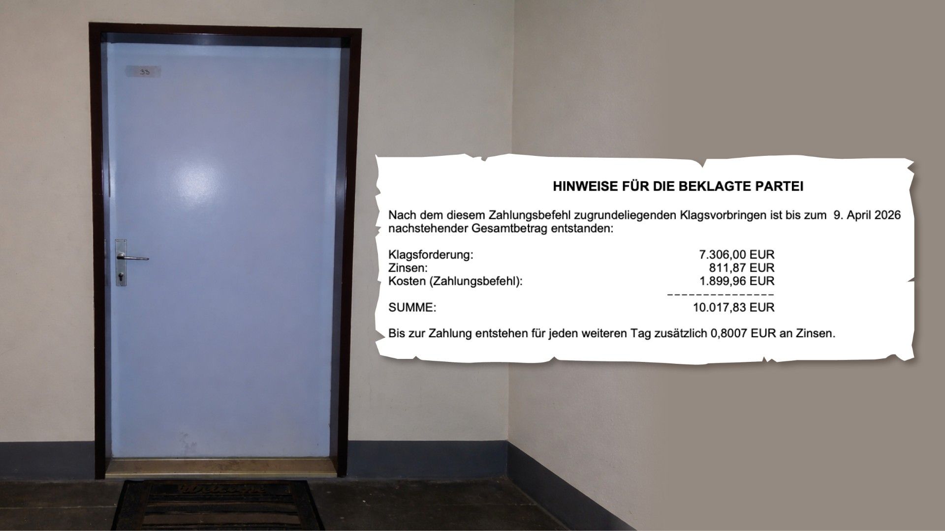 Nach dem Dienstunfall soll Kevin A. 10.000 Euro bezahlen.