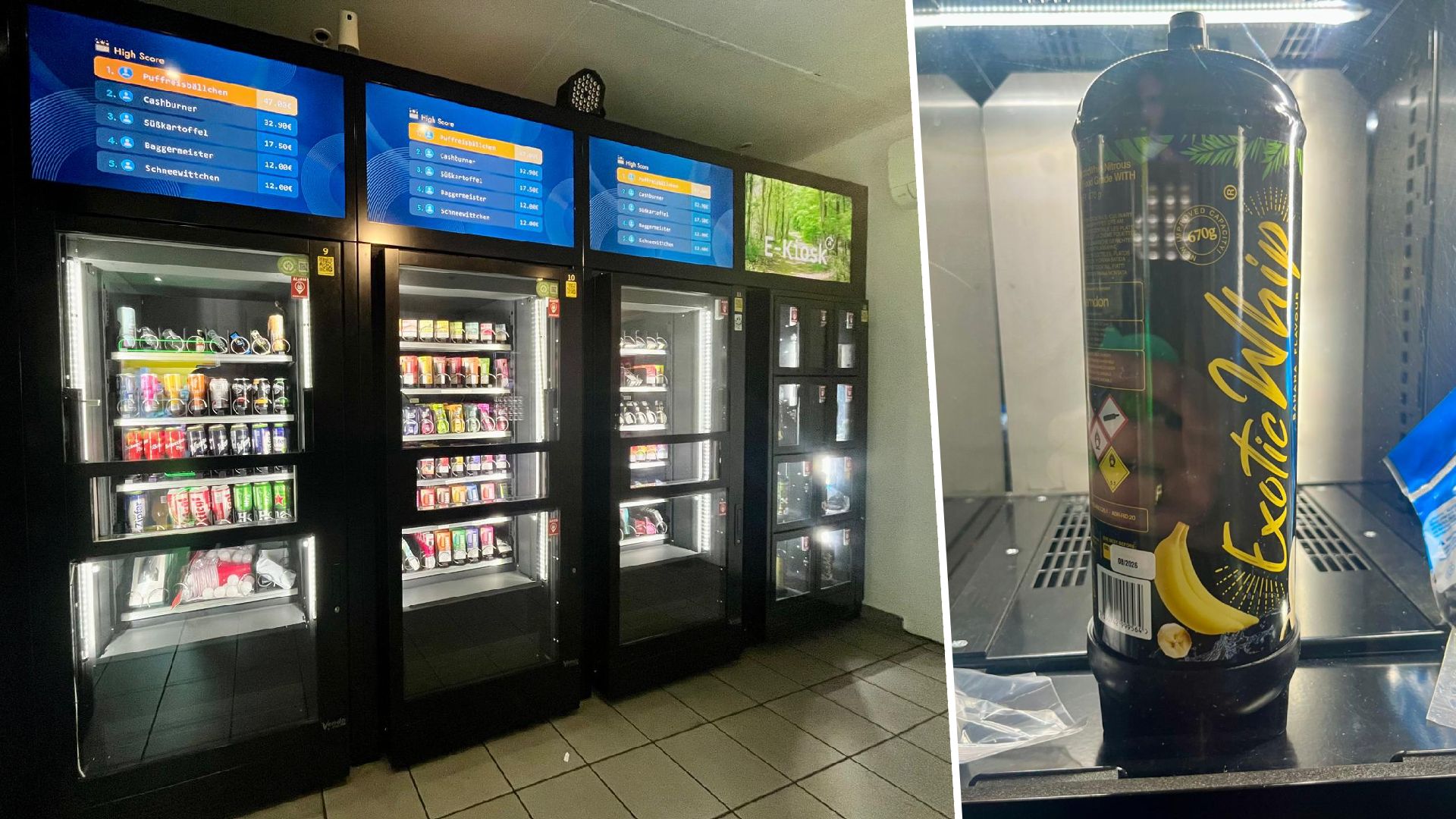 In mehreren 24-Stunden-Shops in Linz wird Lachgas schon seit 2024 in Automaten verkauft.
