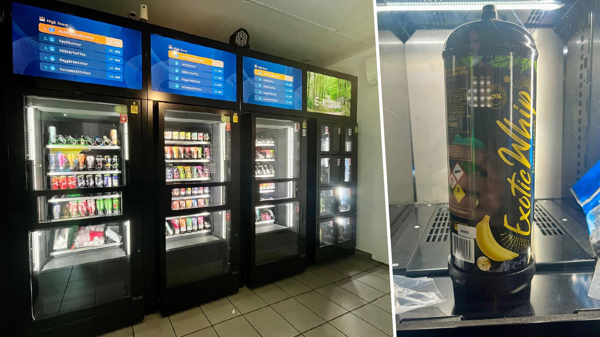 In mehreren 24-Stunden-Shops in Linz wird Lachgas schon seit 2024 in Automaten verkauft.