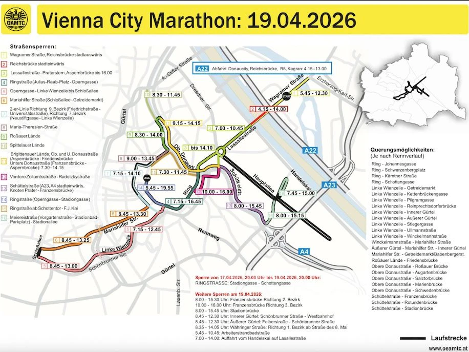 Hier siehst du alle Straßensperren beim VCM im grafischen Überblick.