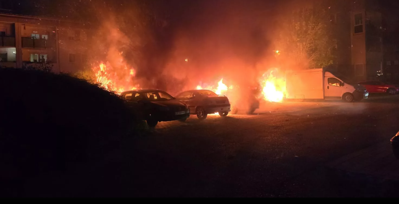 Gleich mehrere Autos gingen in Flammen auf.