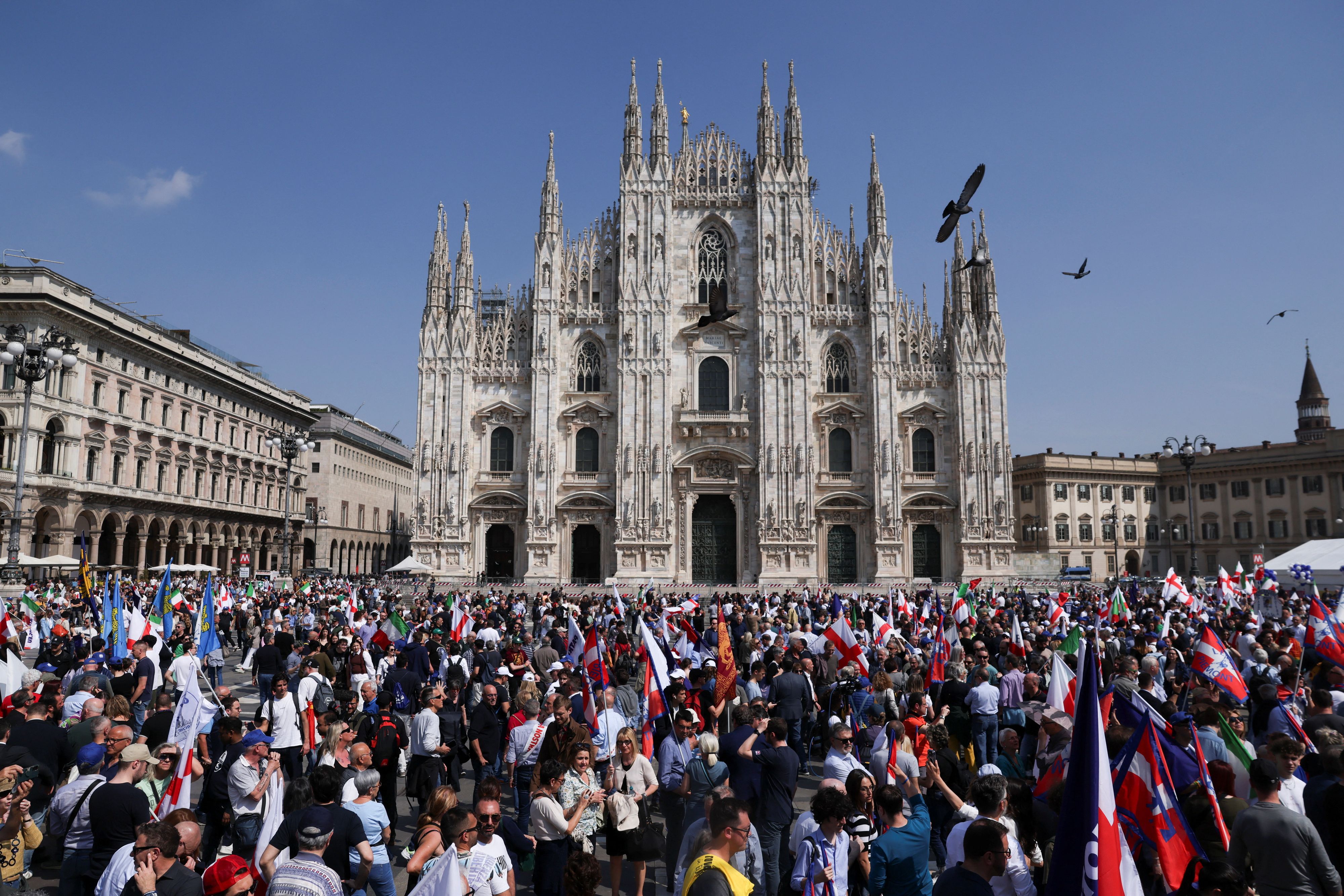 Die Demo wurde von der EU-Parlamentsfraktion Patrioten für Europa organisiert.
