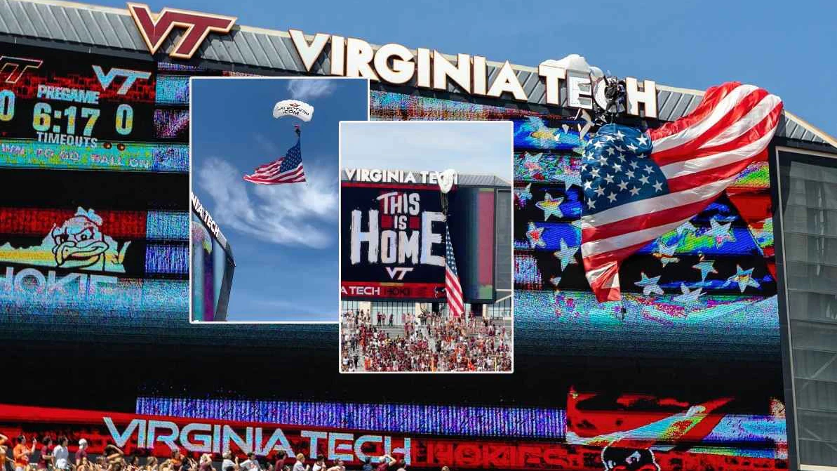 Heute.at - Fallschirmspringer kracht im Stadion gegen Videowand