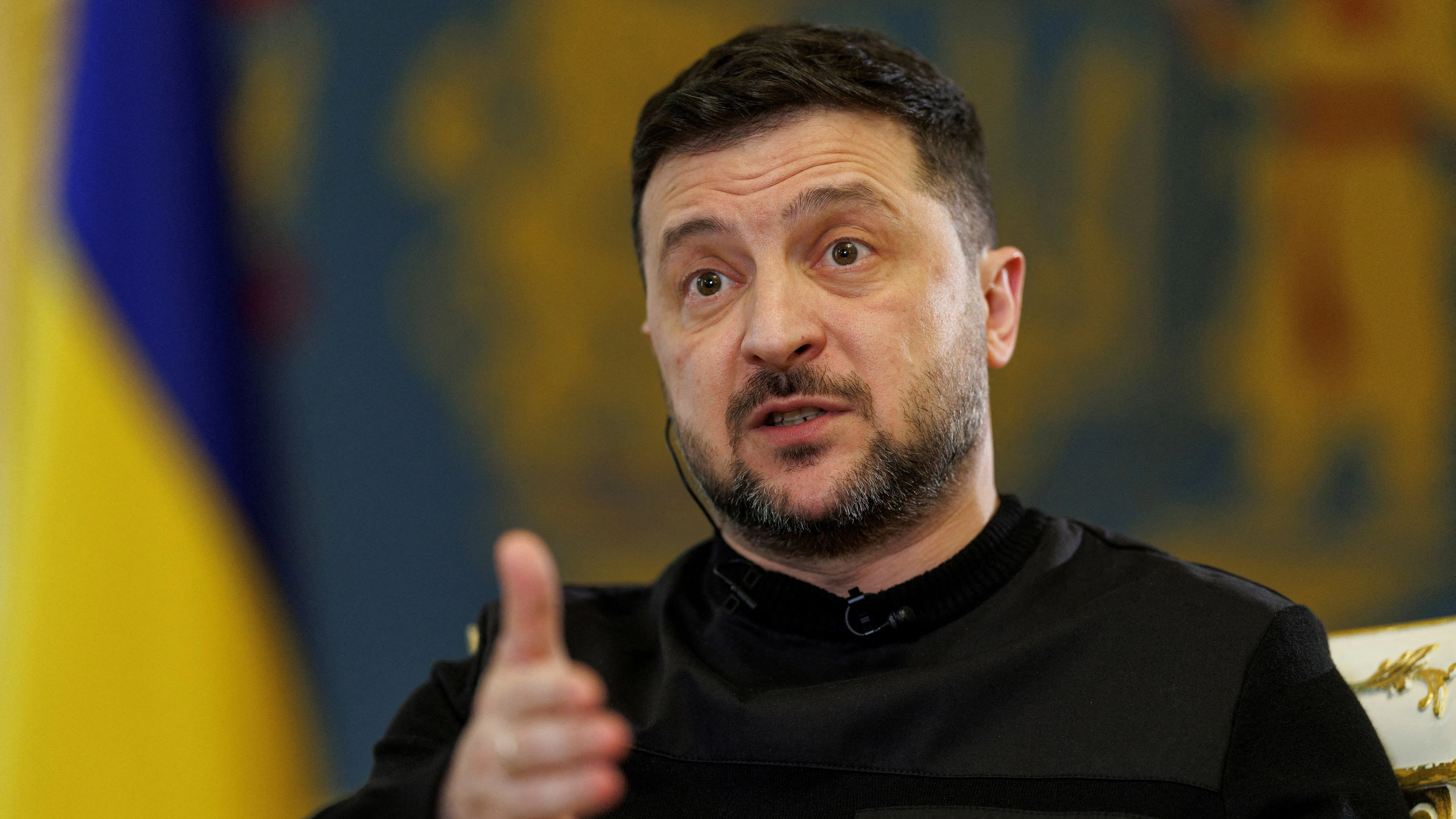 FILE PHOTO: Ukraine's President Volodymyr Zelenskiy speaks during an interview with Reuters, amid Russia's attack on Ukraine, in Kyiv, Ukraine March 25, 2026. REUTERS/Valentyn Ogirenko/File Photo