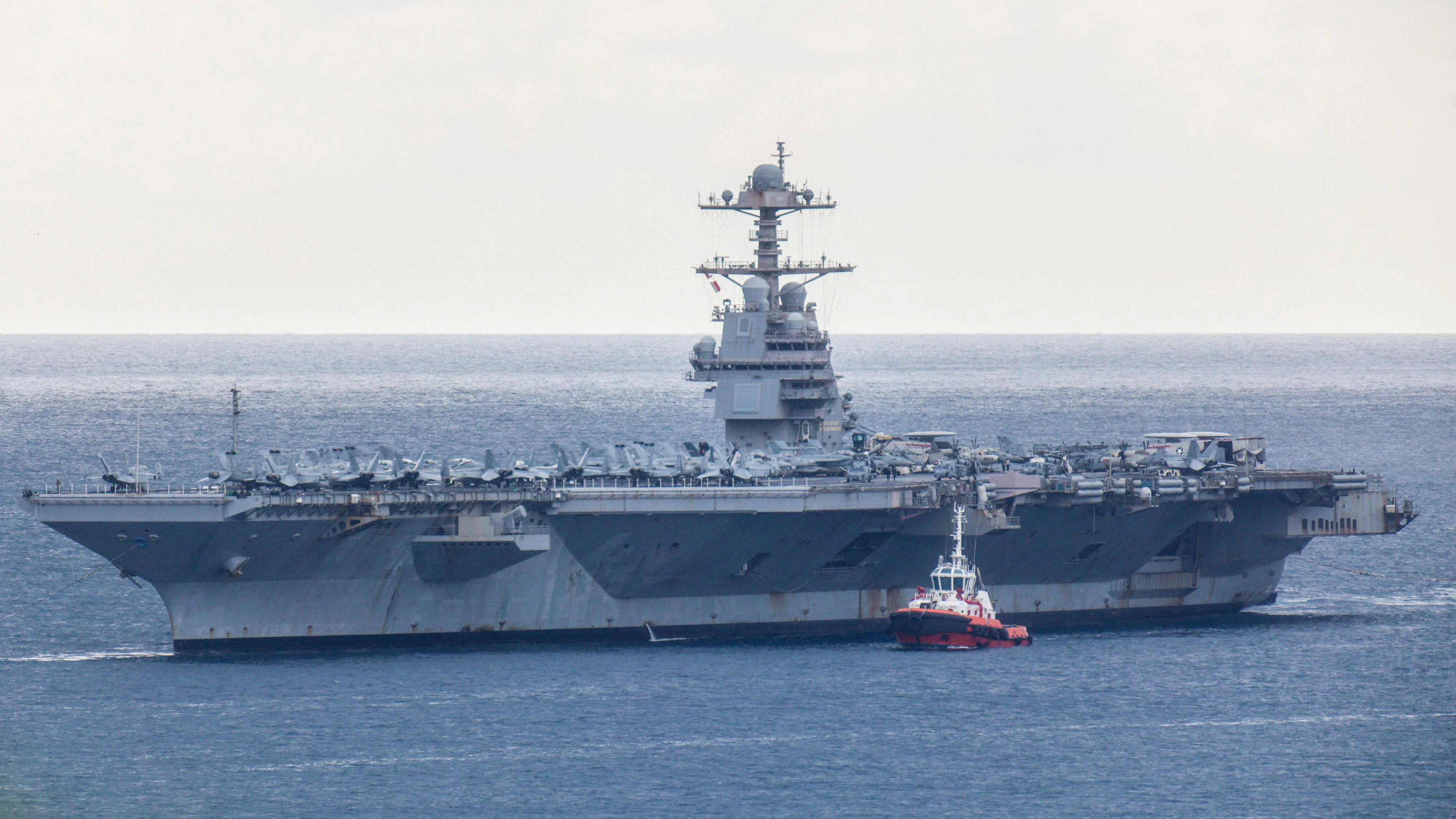 USS Gerald R. Ford aircraft carrier arrives at Souda Bay naval base on the island of Crete, Greece, March 23, 2026. REUTERS/Makis Kartsonakis