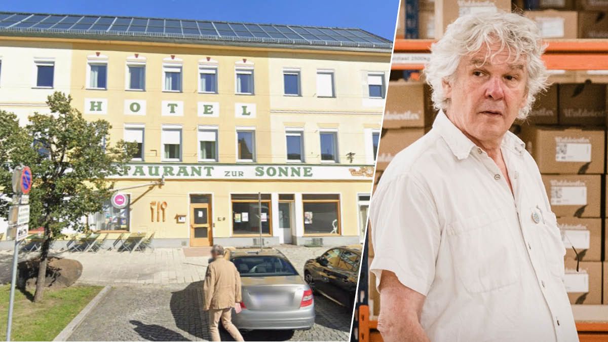 Firmenchef Heinrich Staudinger vor dem Wirtshaus in Schrems (NÖ).