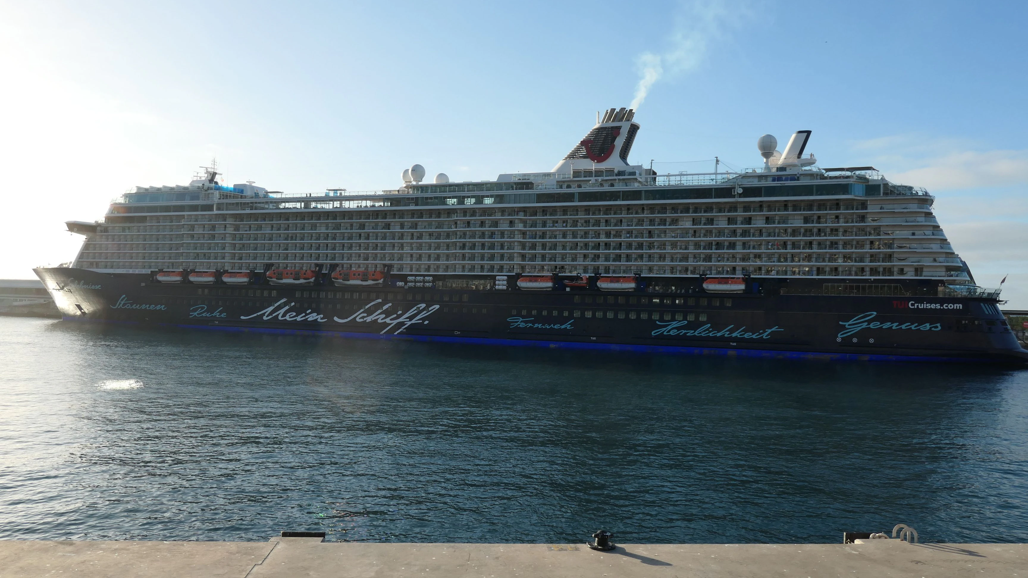 15 March 2023, Portugal, Funchal: The cruise ship, Mein Schiff 4, of the cruise company TUI Cruises is moored in the port of Funchal on the Atlantic island of Madeira, an autonomous region of Portugal. Photo: Beate Schleep/dpa