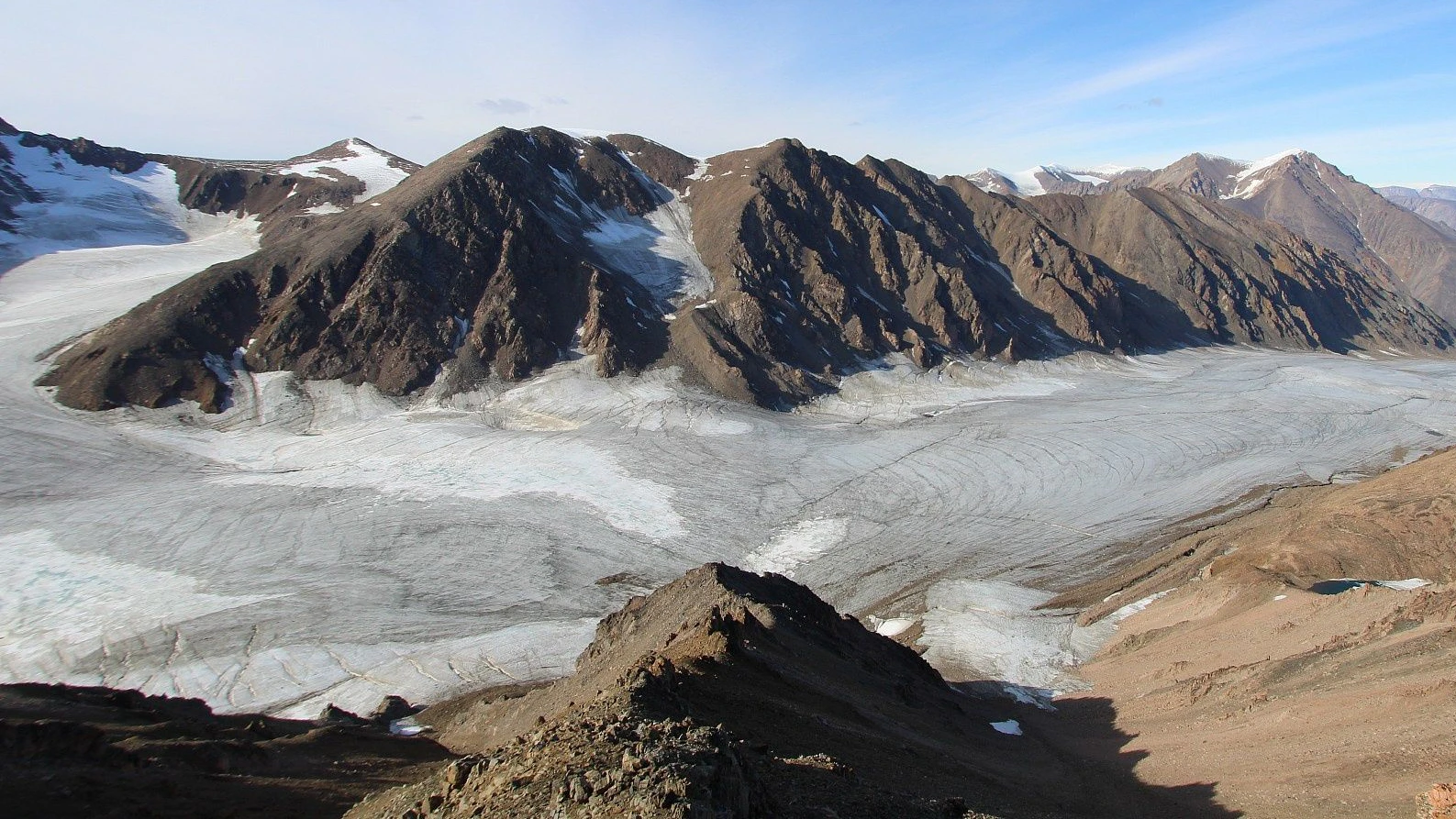 Der Freya-Gletscher im Nordosten Grönlands im August 2025 von der GeoSphere-Webcam.