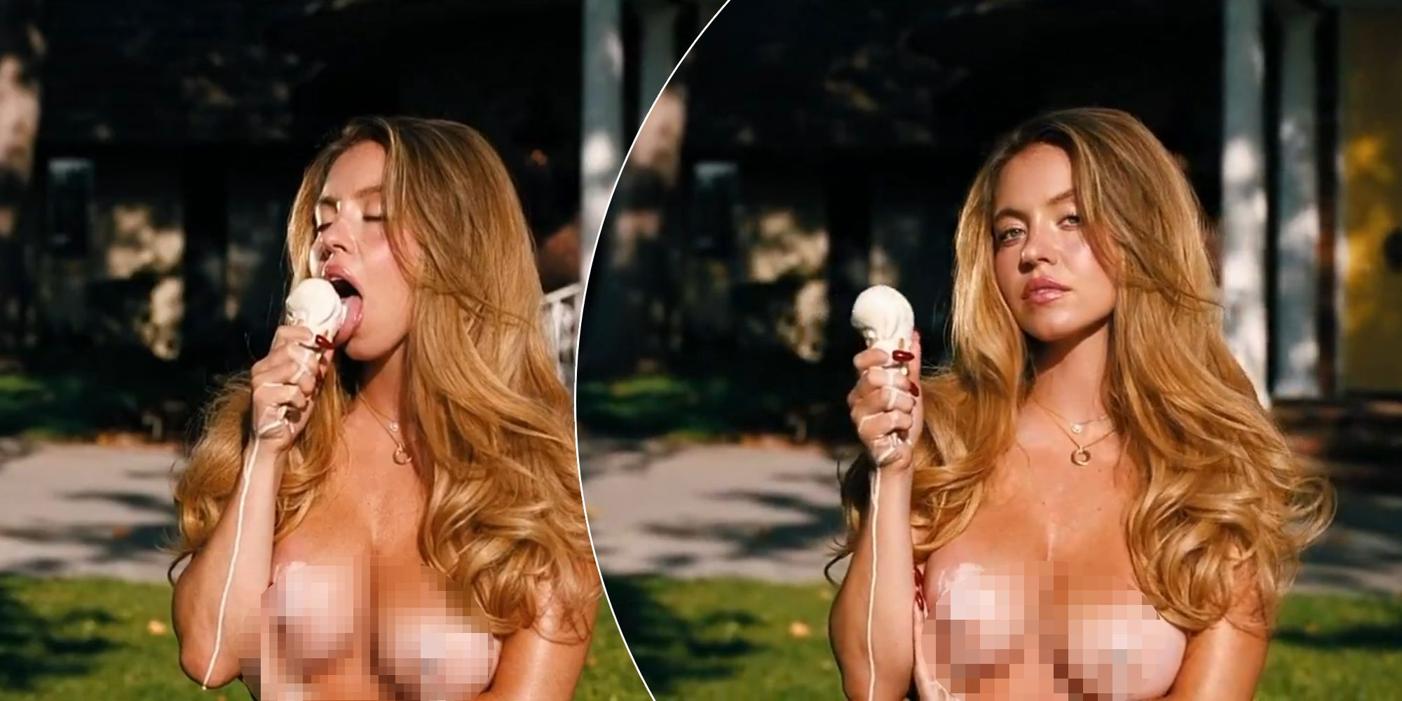 Heute.at - Wieso tut sie das? Sweeney leckt völlig nackt an Eis