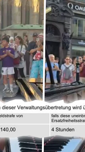 "Piano Traveller" Marko Pena muss wegen fehlender Spendenhinweise Strafe zahlen – Streit um Straßenmusik vor dem Stephansdom sorgt für Aufsehen.