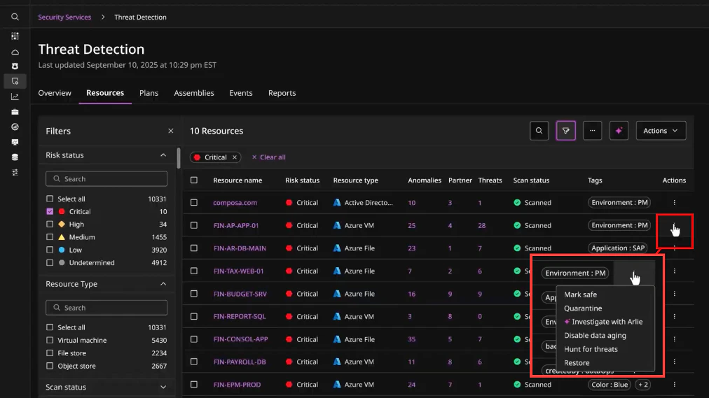 Erweiterter Commvault Cloud Threat Scan für eine umfassende, verifizierte und saubere Wiederherstellung.