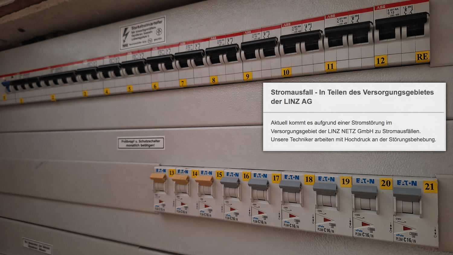 Im Linzer Süden gingen am Dienstag in der Früh plötzlich die Lichter aus.