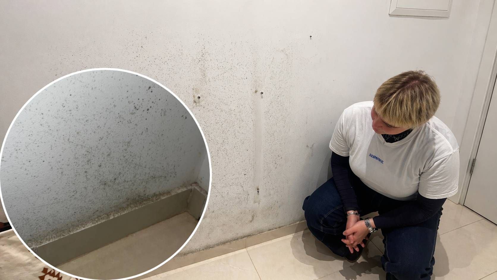 In der Wohnung von Elgin und ihrem Partner Maris kämpfen sie mit Schimmel in ihrer Toilette.