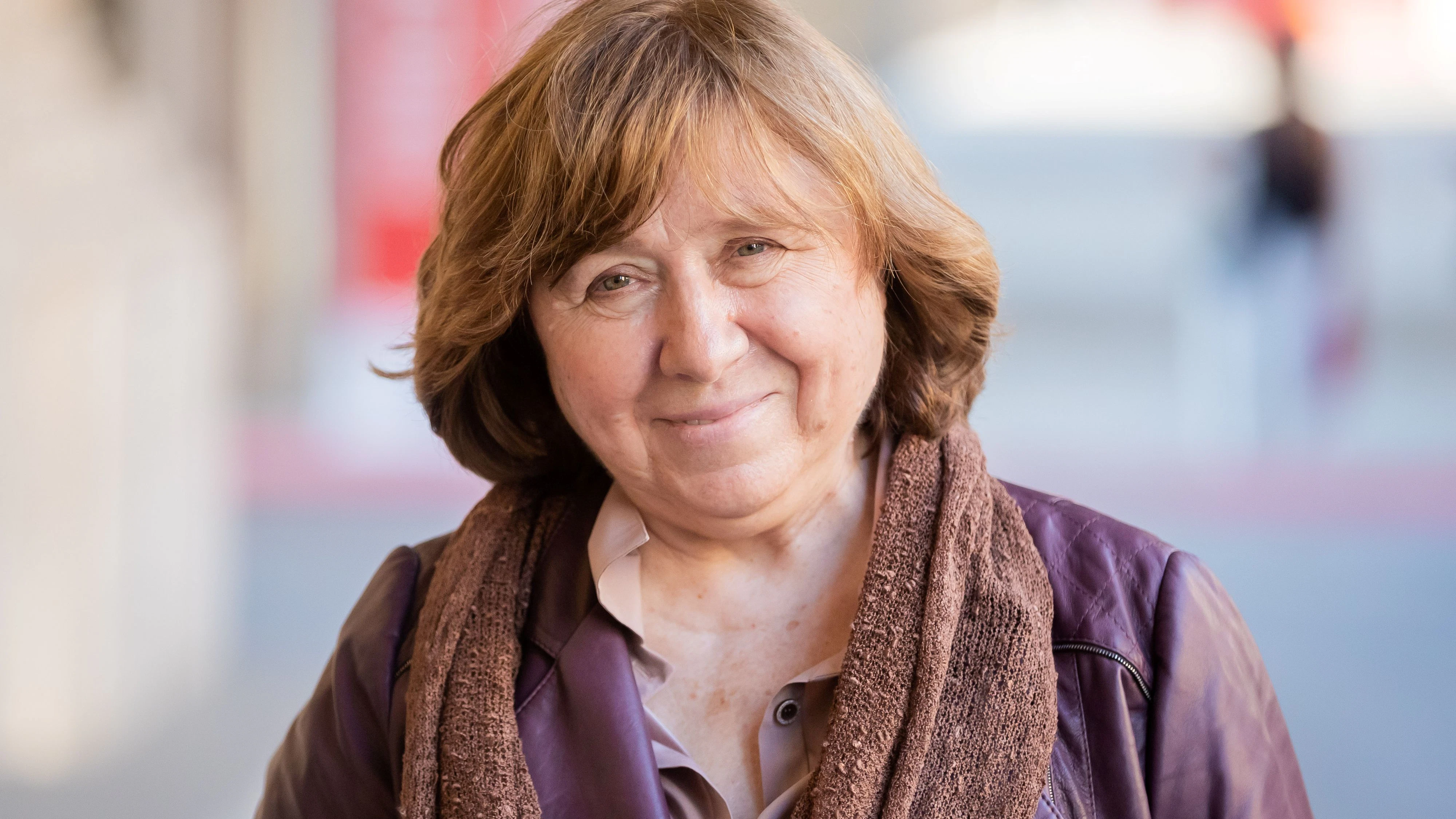 Swetlana Alexandrowna Alexijewitsch, Belarusian writer and Nobel Prize laureate in literature, reacts as she meets with Belarusian opposition leader Sviatlana Tsikhanouskaya (not pictured) during 'Berlinale Summer Special' film festival in Berlin, Germany June 11, 2021. Christoph Soeder/Pool via REUTERS
