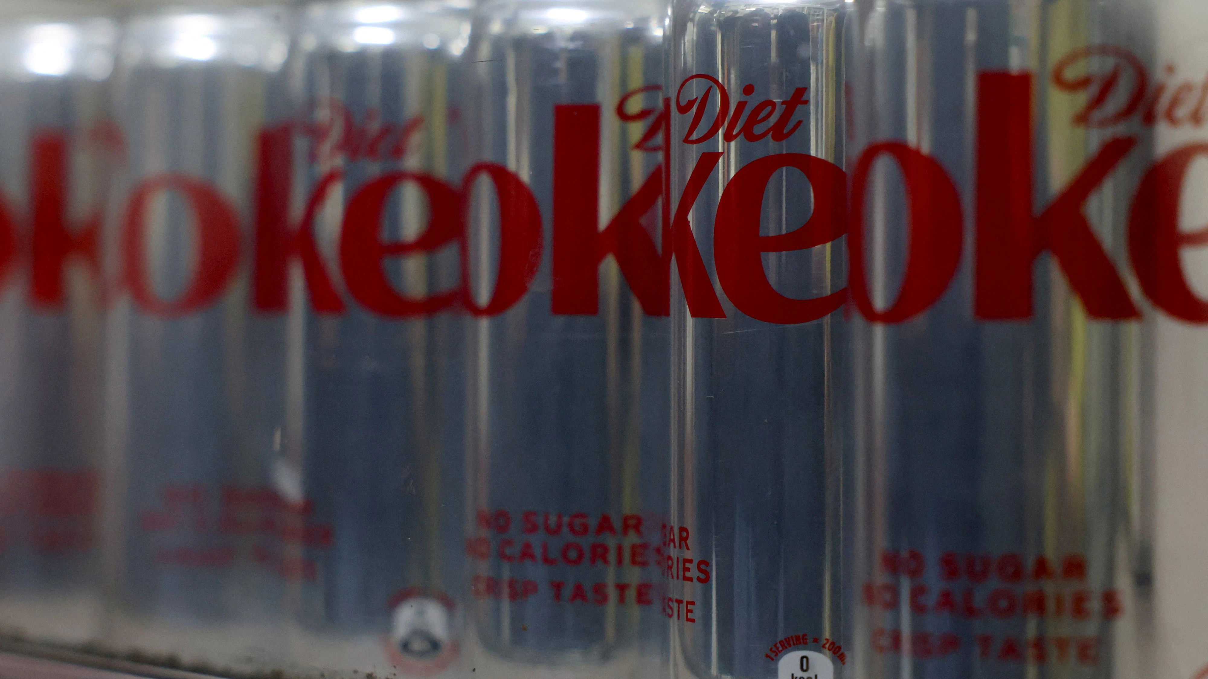 Coca-Cola Diet Coke cans on display for sale inside a shop in New Delhi, India, April 22, 2026. REUTERS/Bhawika Chhabra