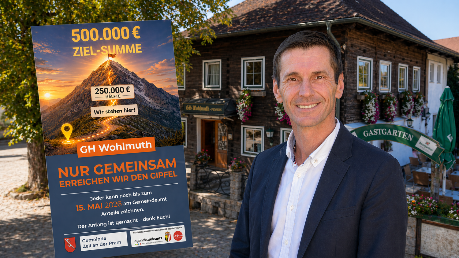 Bürgermeister Martin Tiefenthaler will mit Bürgern gemeinsam das Wirtshaus retten.