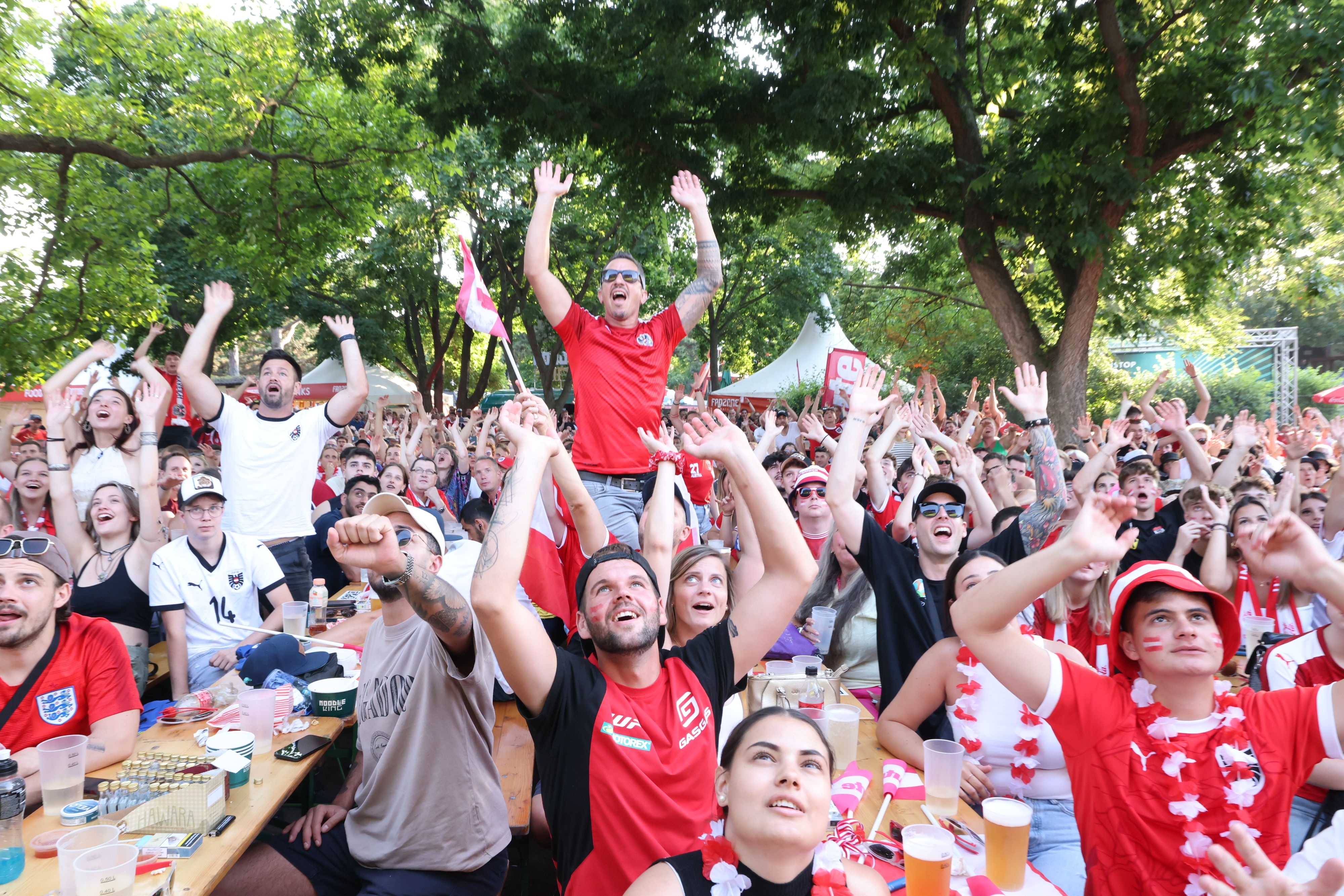 Bei der Fußball-EM 2024 wurde in der Fanzone im Prater fleißig mitgefiebert.