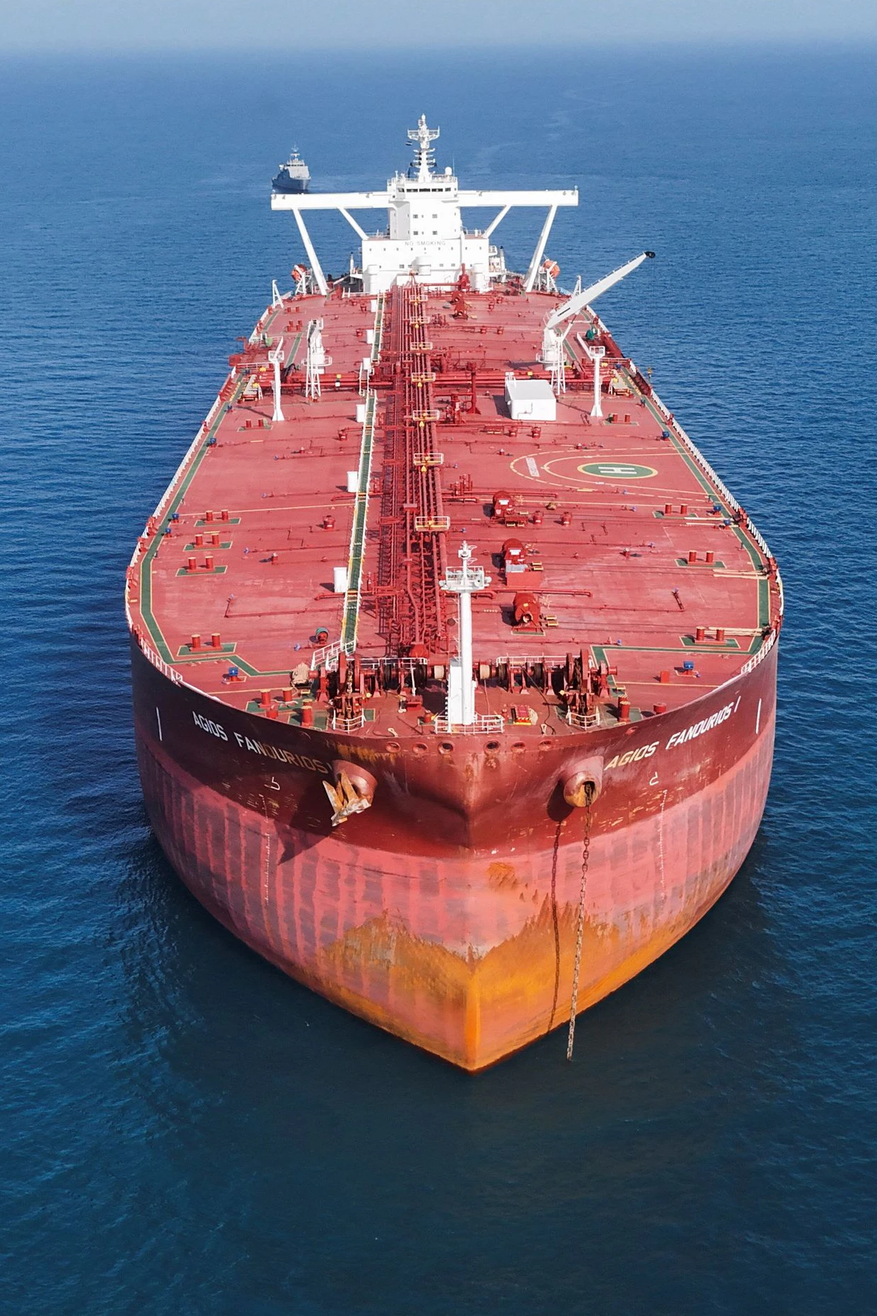 Eine Drohnenaufnahme zeigt den unter maltesischer Flagge fahrenden Tanker „Agios Fanourios I“, der die Straße von Hormus durchquert hat 