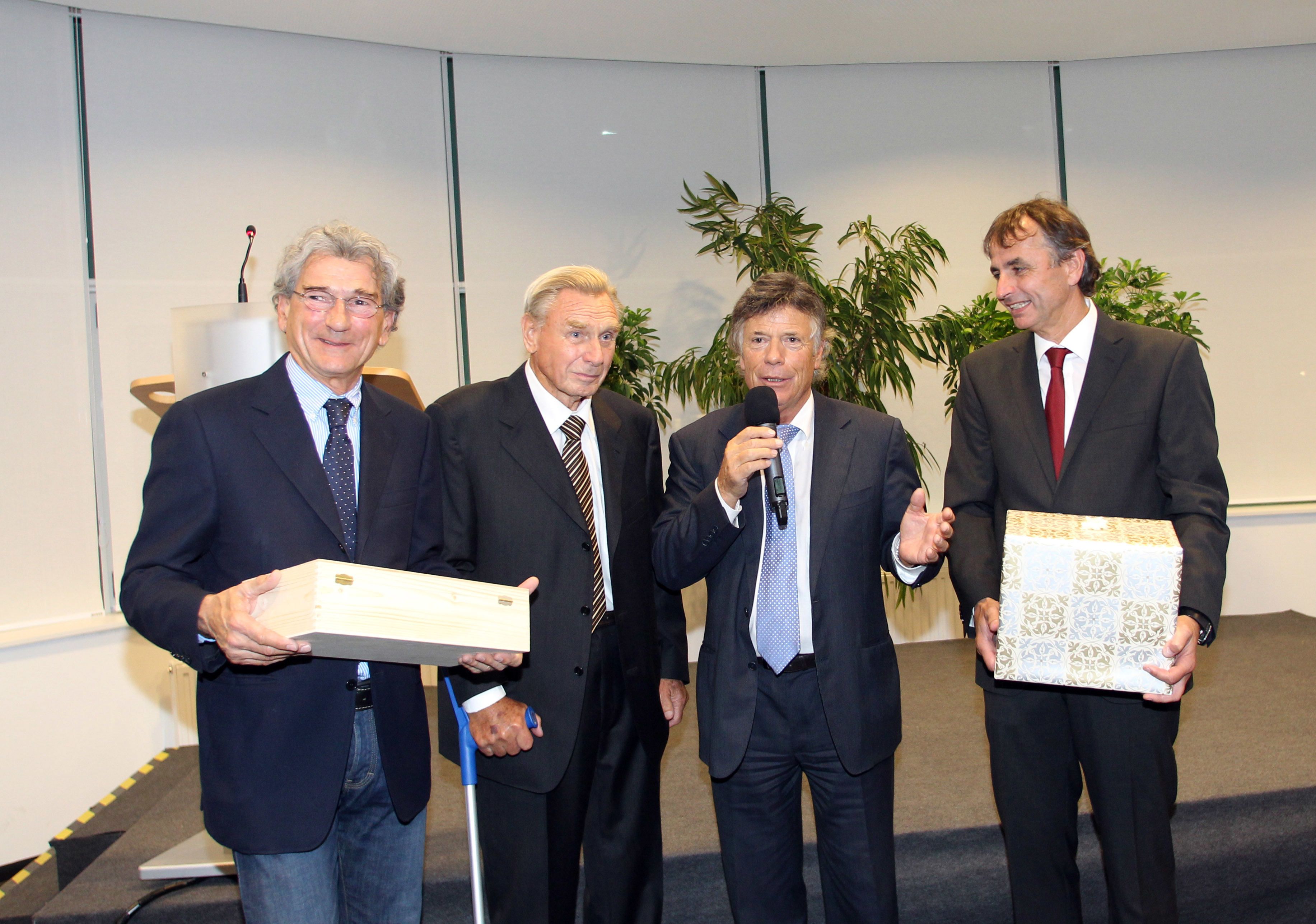 Ex-Generalsekretär Klaus Leistner (ÖSV), Christian Poley, Ex-Präsident Peter Schröcksnadel (ÖSV) und Reinhold Zitz