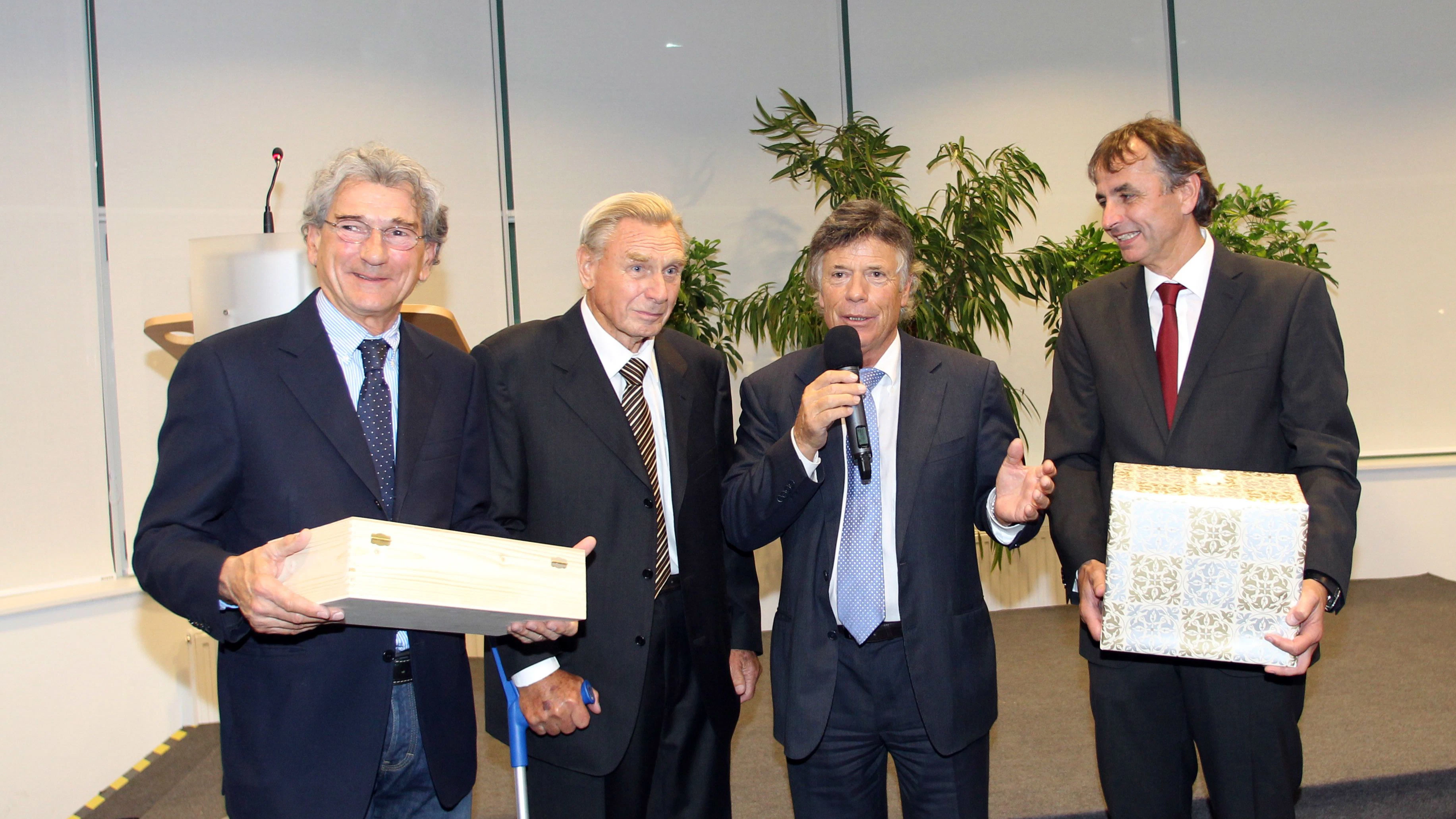 Ex-Generalsekretär Klaus Leistner (ÖSV), Christian Poley, Ex-Präsident Peter Schröcksnadel (ÖSV) und Reinhold Zitz